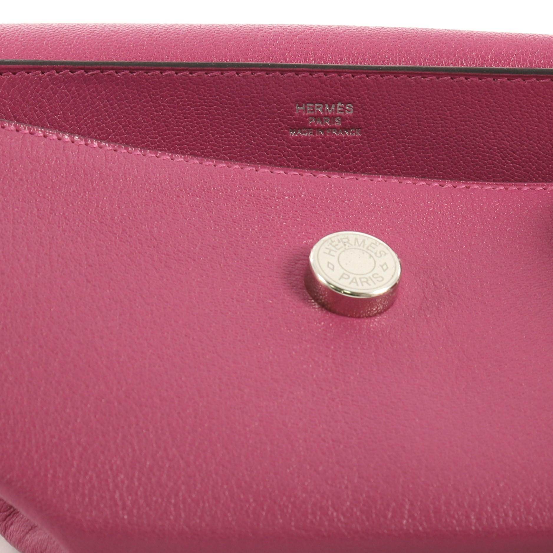 Hermes Opli Clutch Leather, crafted from Rose Pourpre purple Chevre Mysore  1