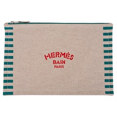 Hermes Optimist 24 Bain Flat Pouch Vert Ecru