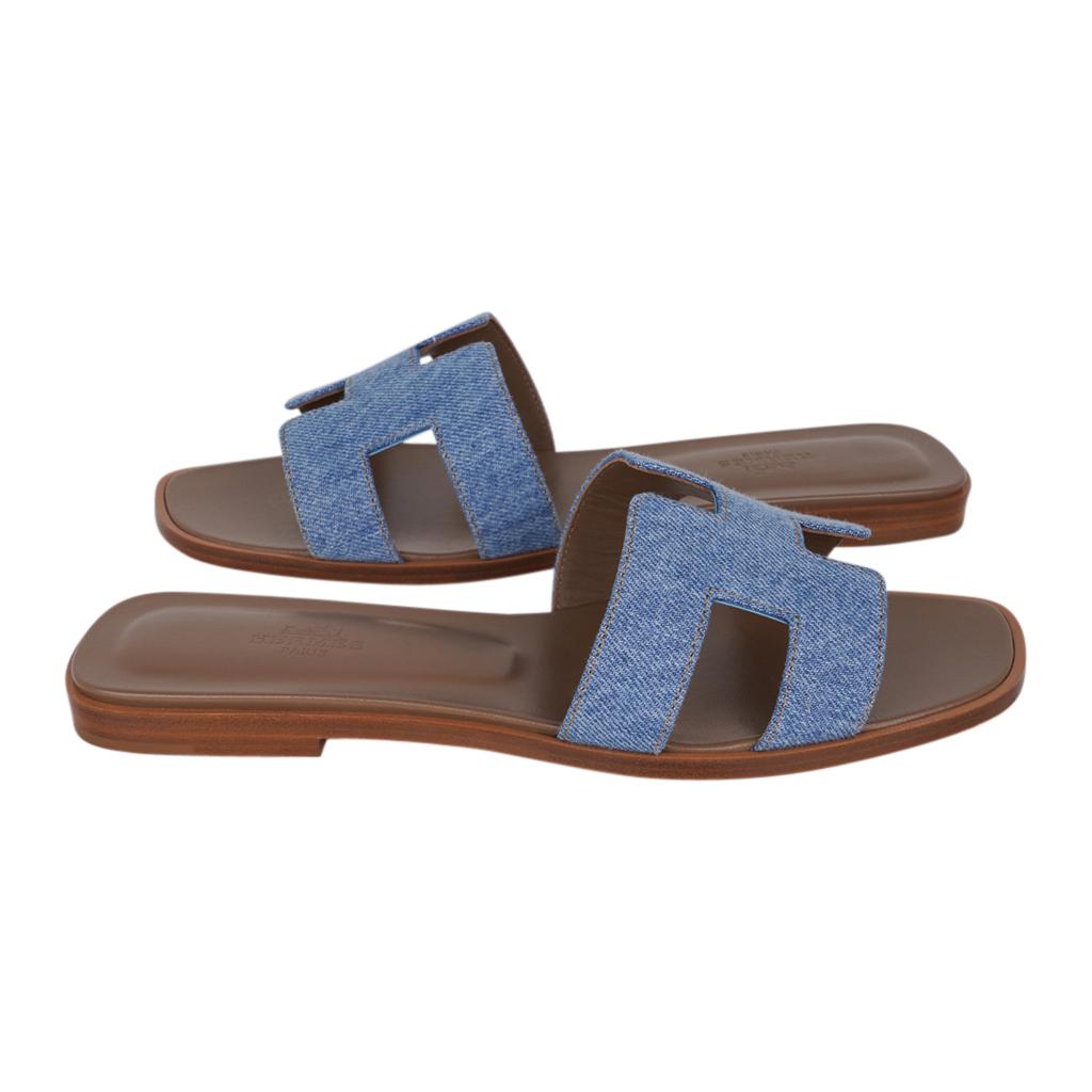 denim hermes sandals