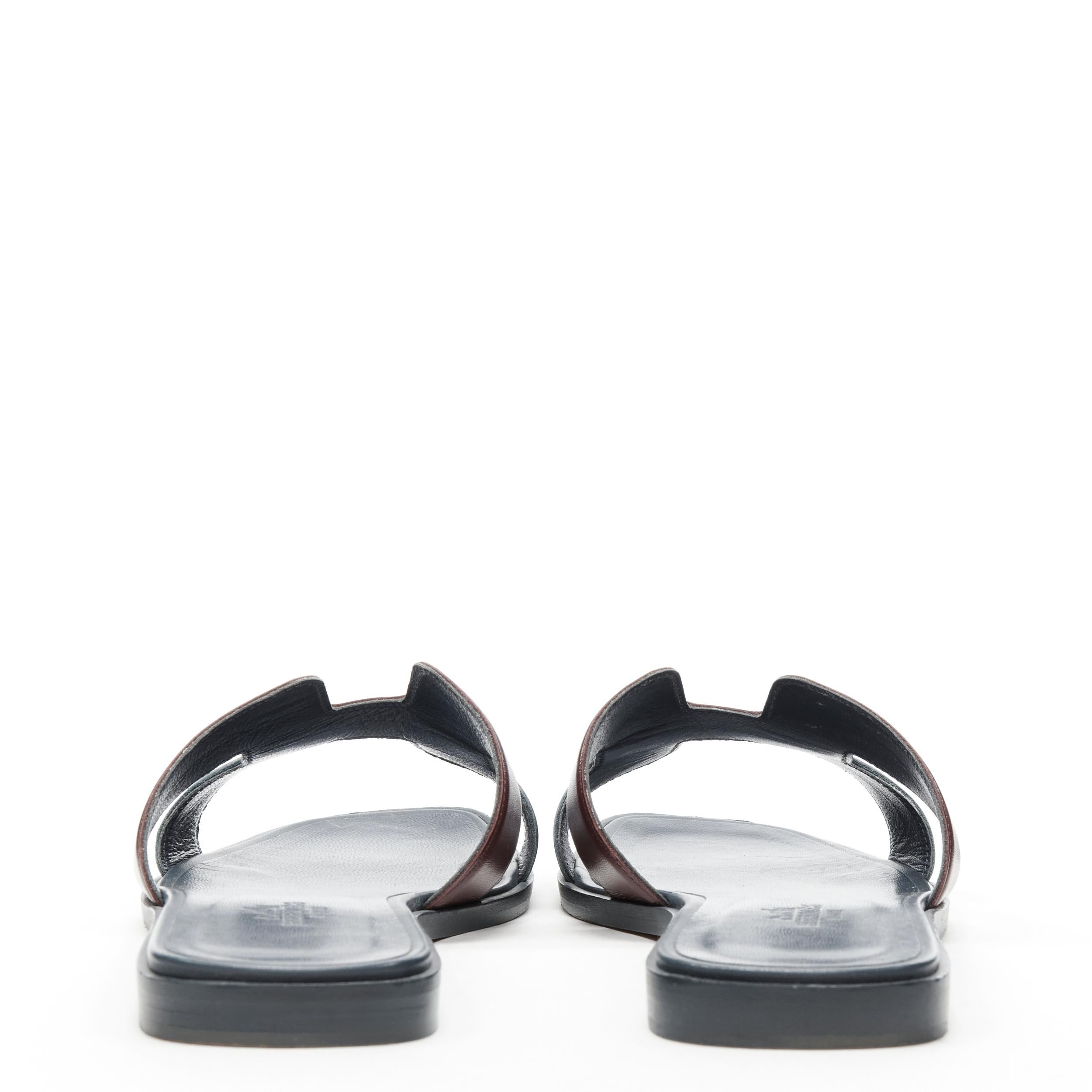 navy blue hermes slippers