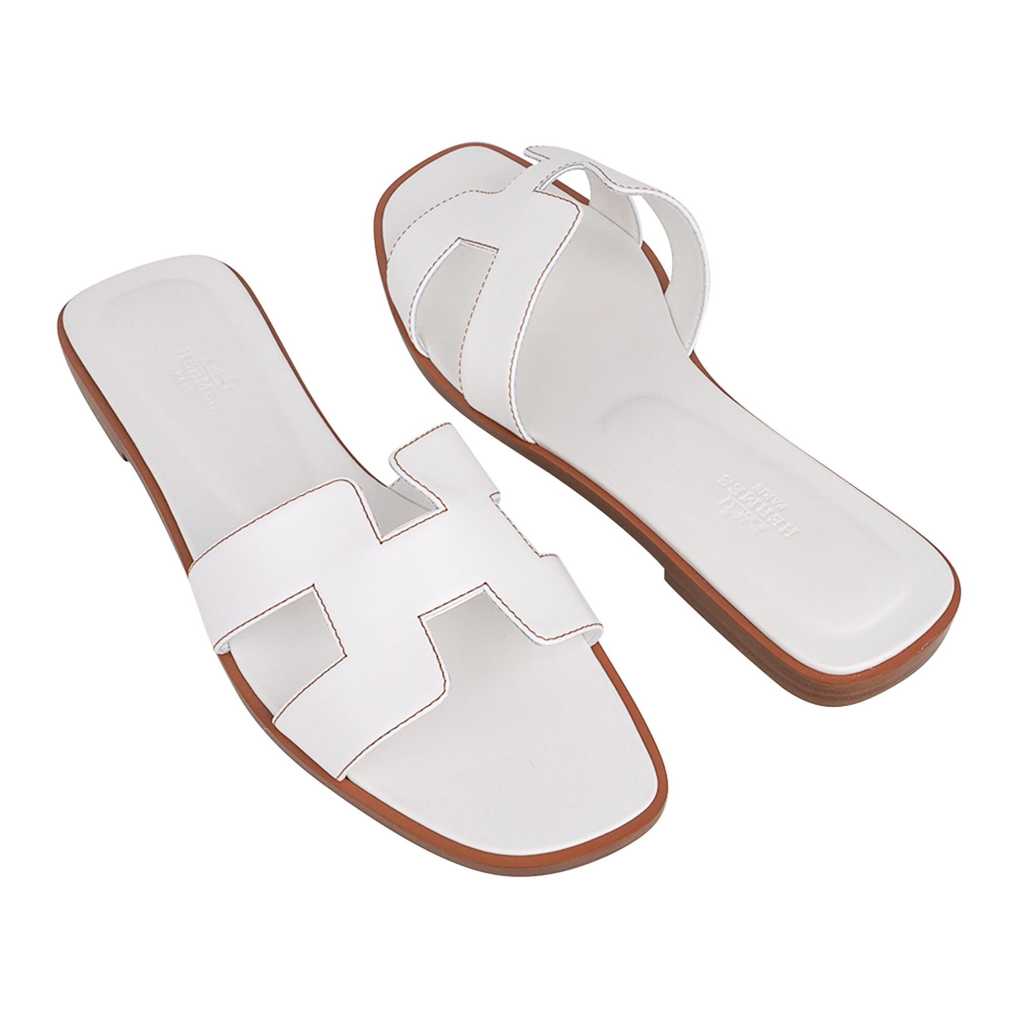 hermes white sandals