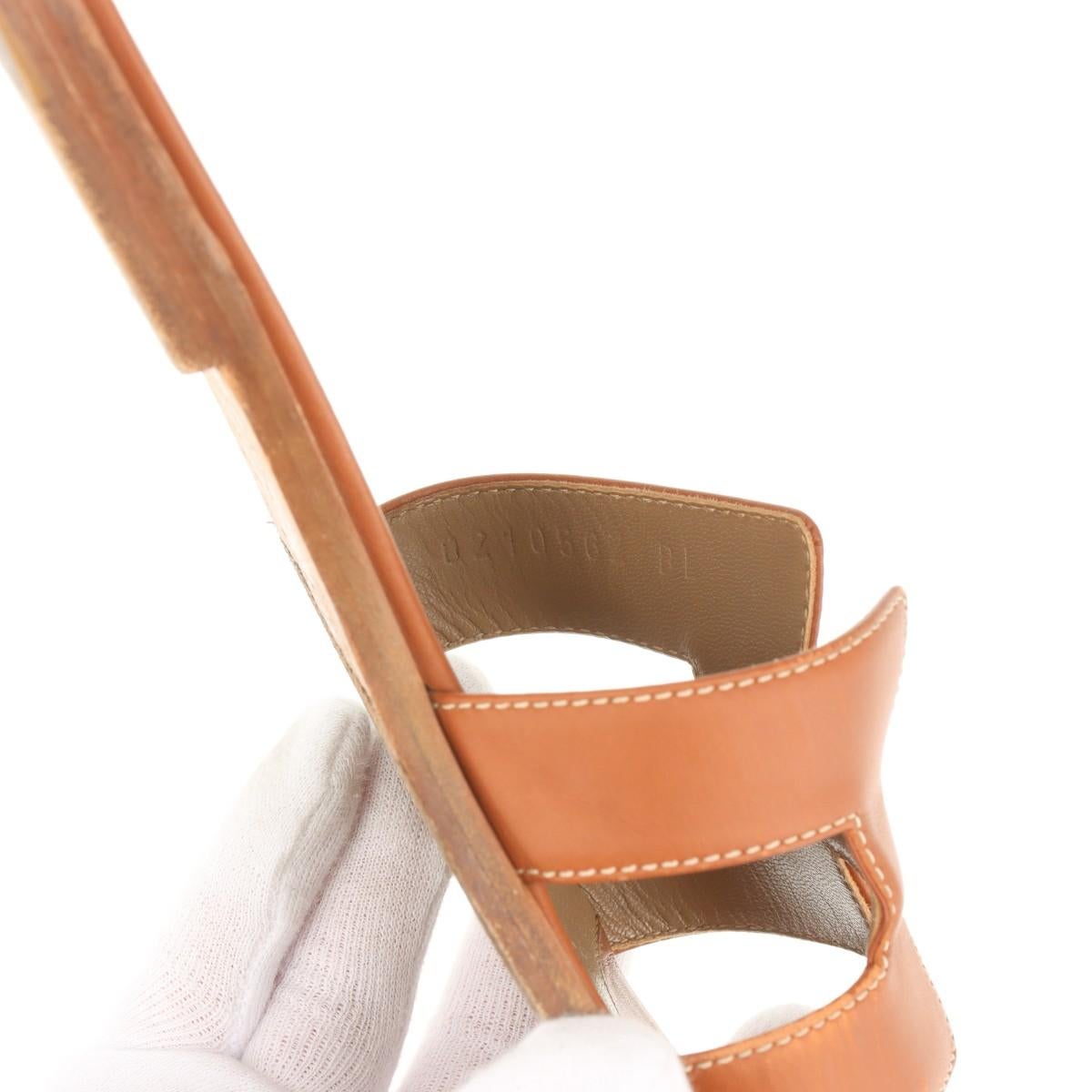 Hermès Oran Leather Sandals Brown 7