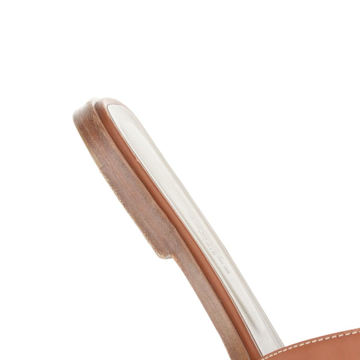 Hermès Oran Leather Sandals Brown 10