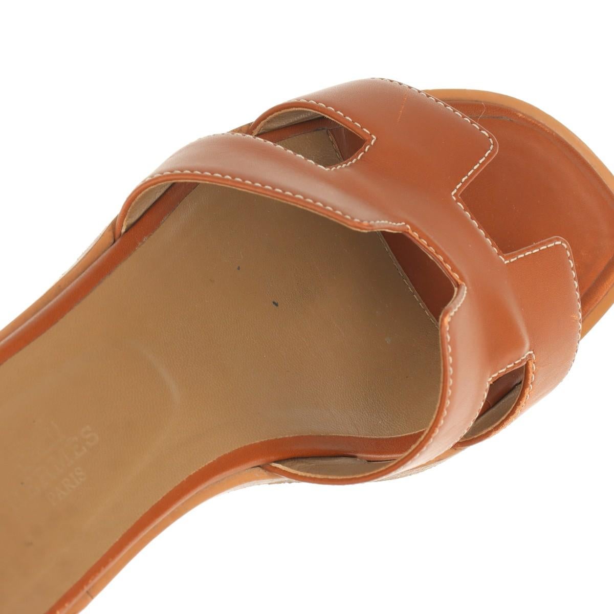 Hermès Oran Leather Sandals Brown 11