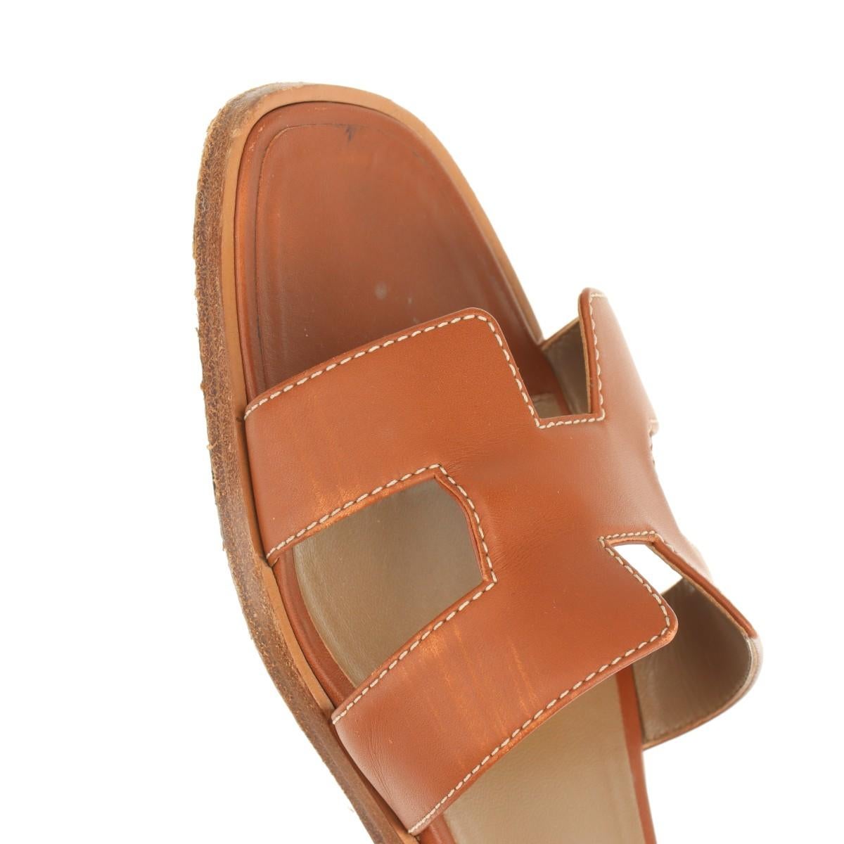 Hermès Oran Leather Sandals Brown 15