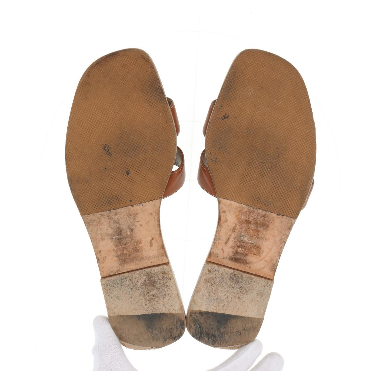 Hermès Oran Leather Sandals Brown 5