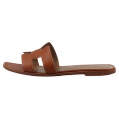 Hermès Oran Leather Sandals Brown