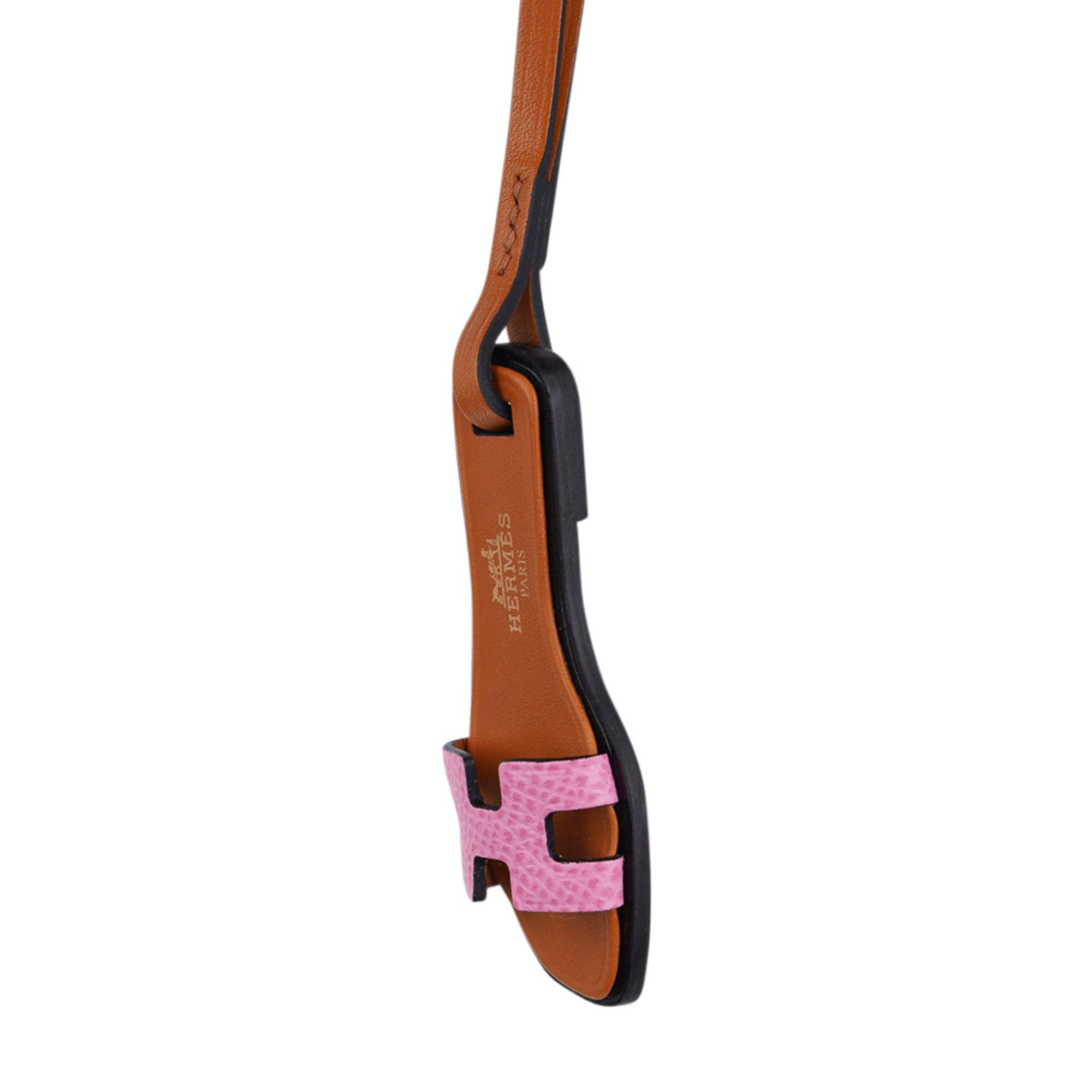 Hermes Oran Nano Bag Charm 5P Pink Epsom Leather New w/ Box In New Condition In Miami, FL