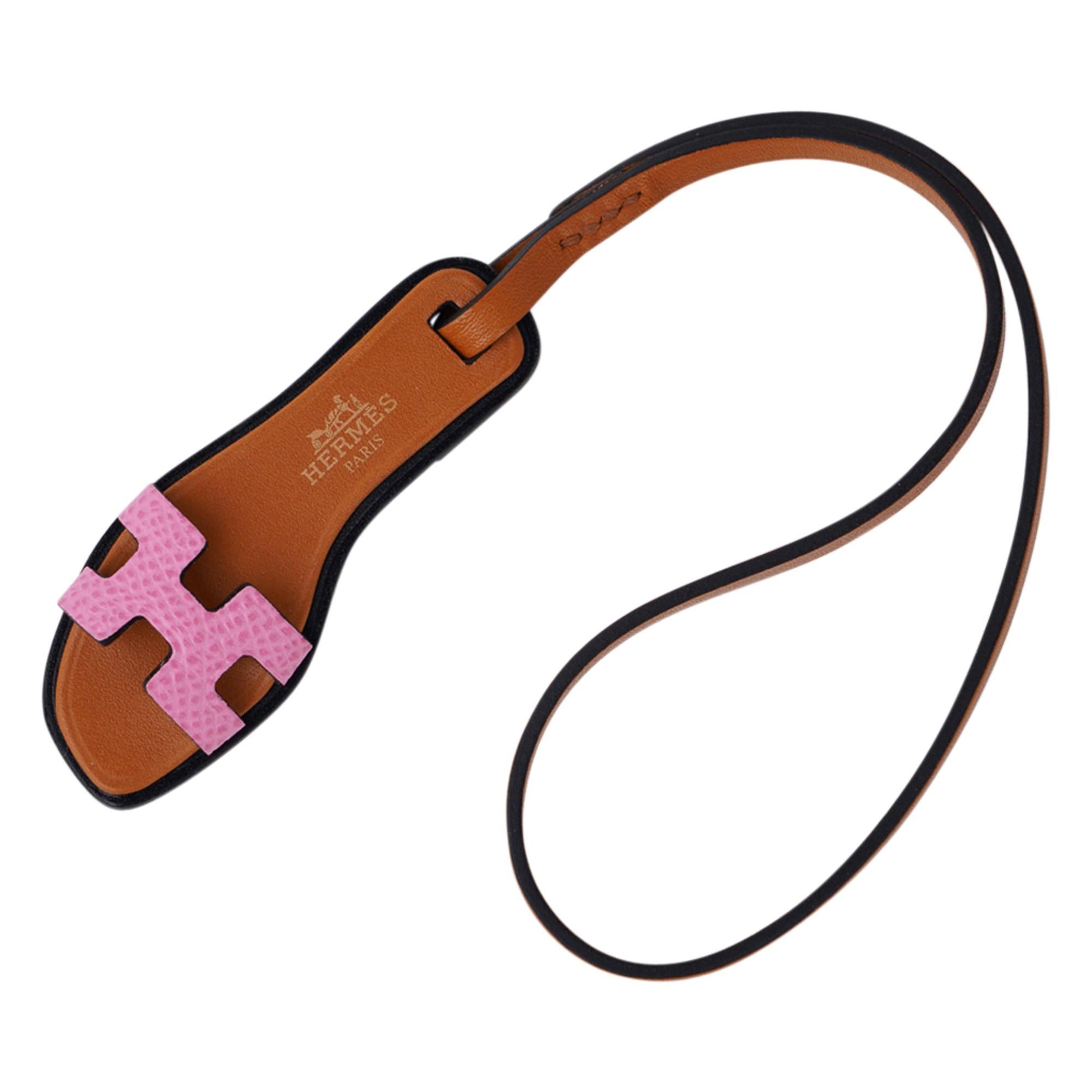 Hermes Oran Nano Bag Charm 5P Pink Epsom Leather New w/ Box For Sale