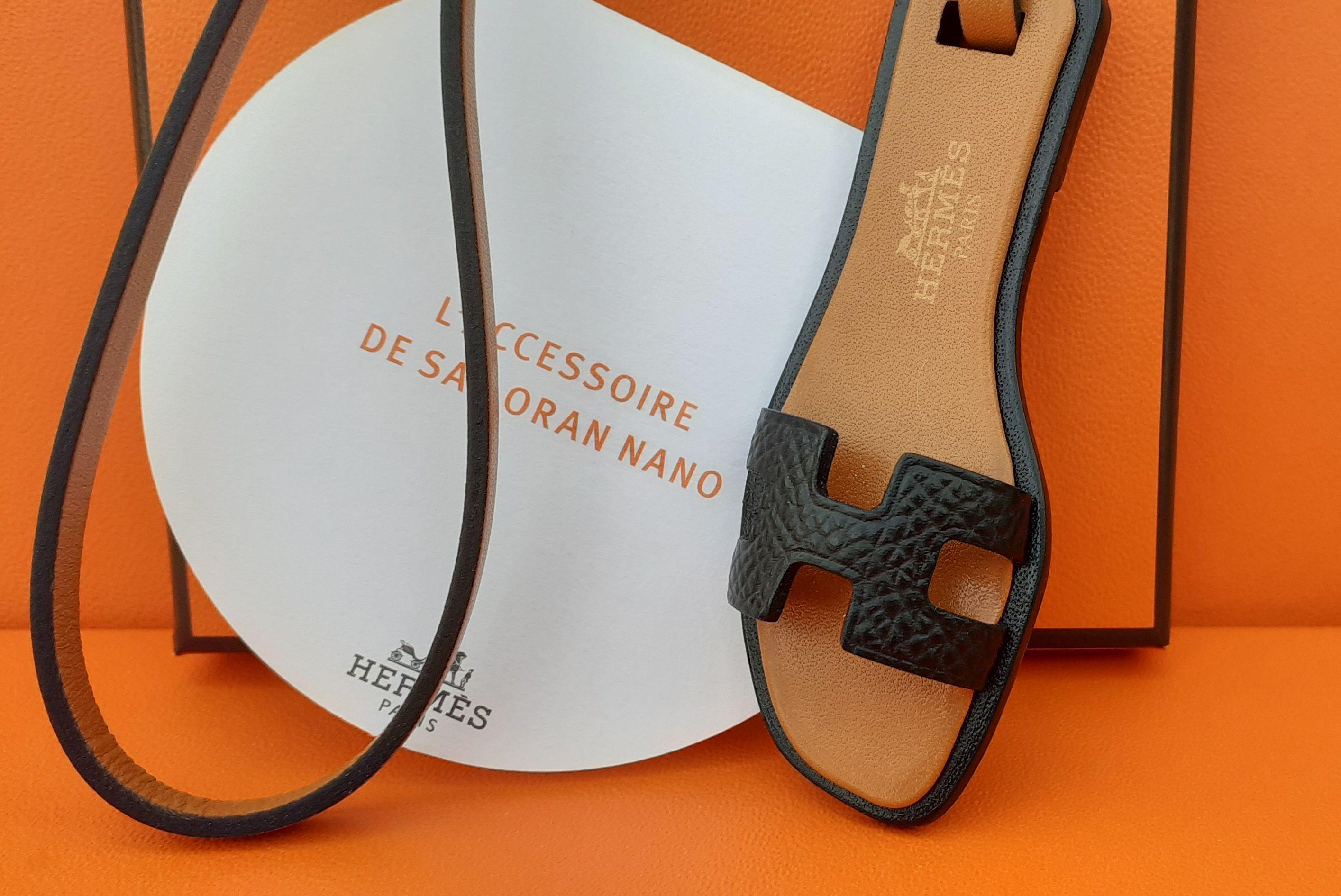 Hermès Oran Nano Bag Charm Grigri Black Leather  For Sale 6
