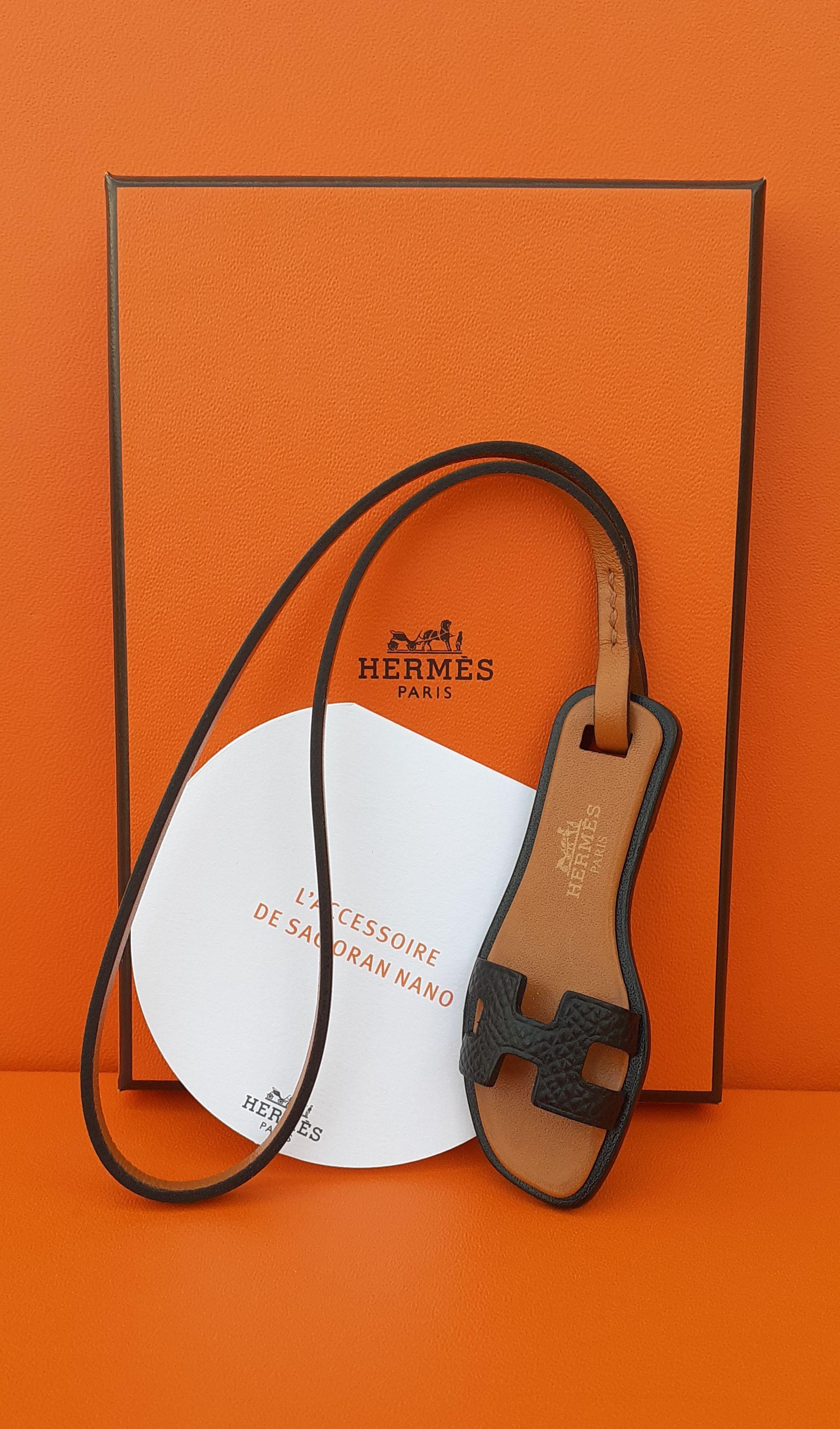 Hermès Oran Nano Bag Charm Grigri Black Leather  For Sale 4