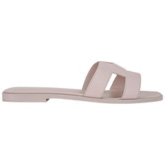 Hermes Oran Rose Petale Sandal Flat Calfskin Shoes 38