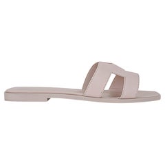 Hermes Oran Rose Petale Sandal Flat Calfskin Shoes 39