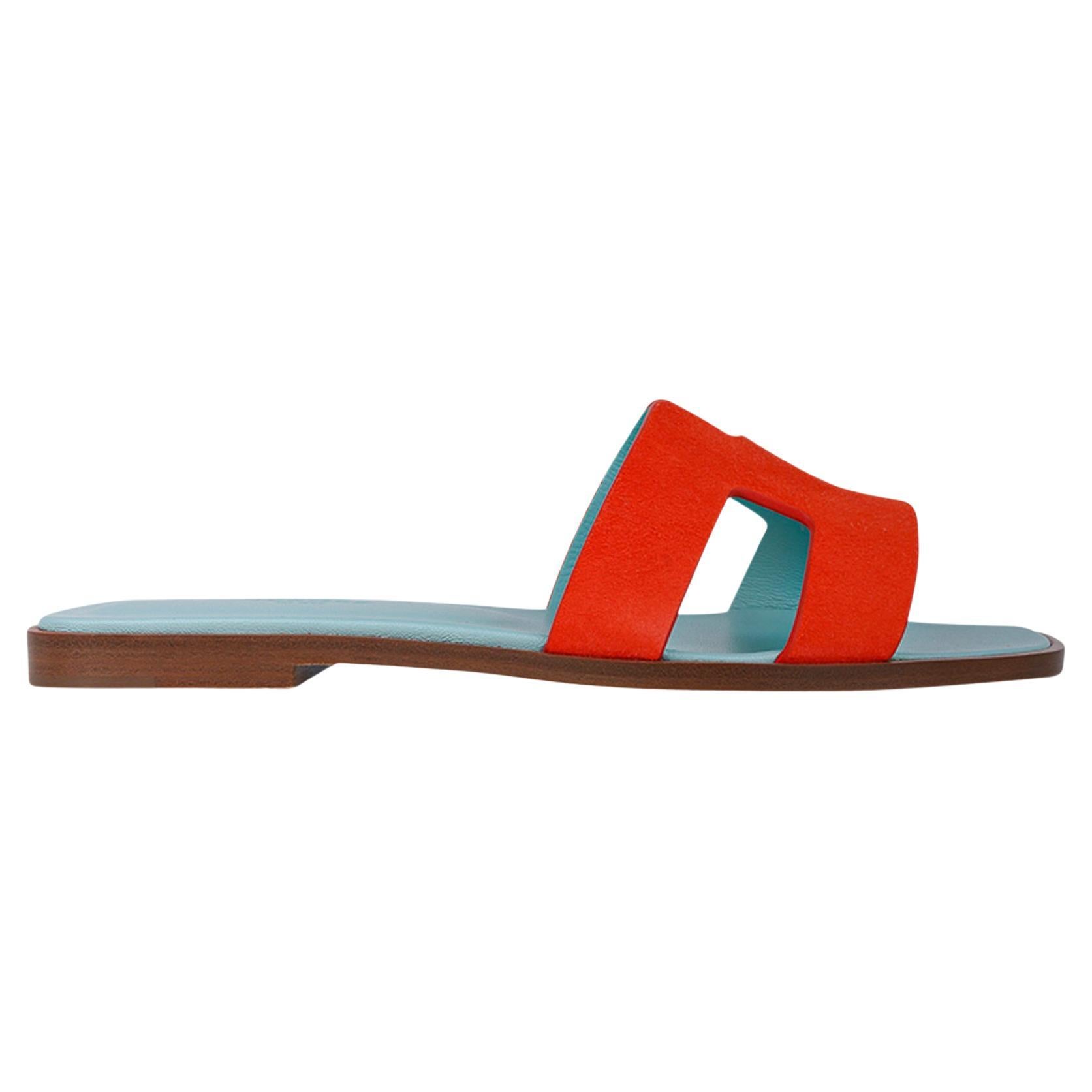 Hermes Oran Rose Sorbet Doblis (Suede) Sandal 38 / 8 For Sale