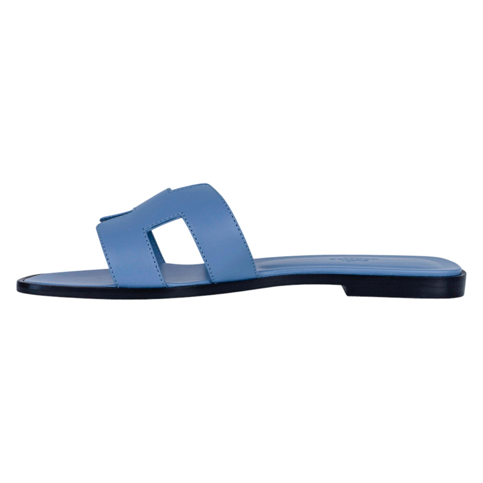 hermes oran sandals blue