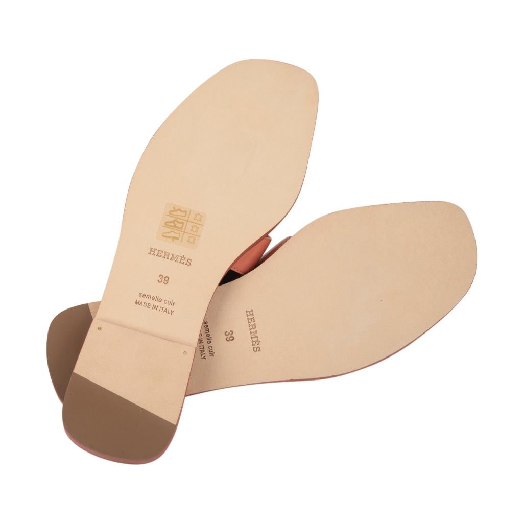 Women's Hermes Oran Sandal Rouge Blush Chevre 39 / 9 New More Sizes Available