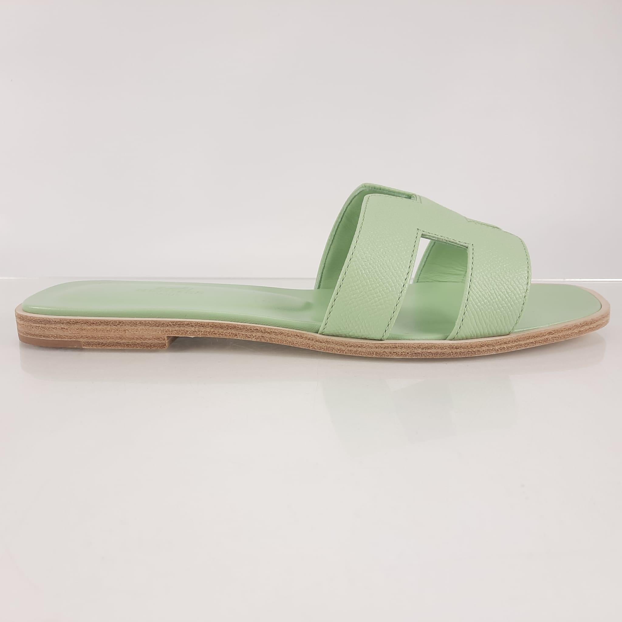 green hermes oran sandals