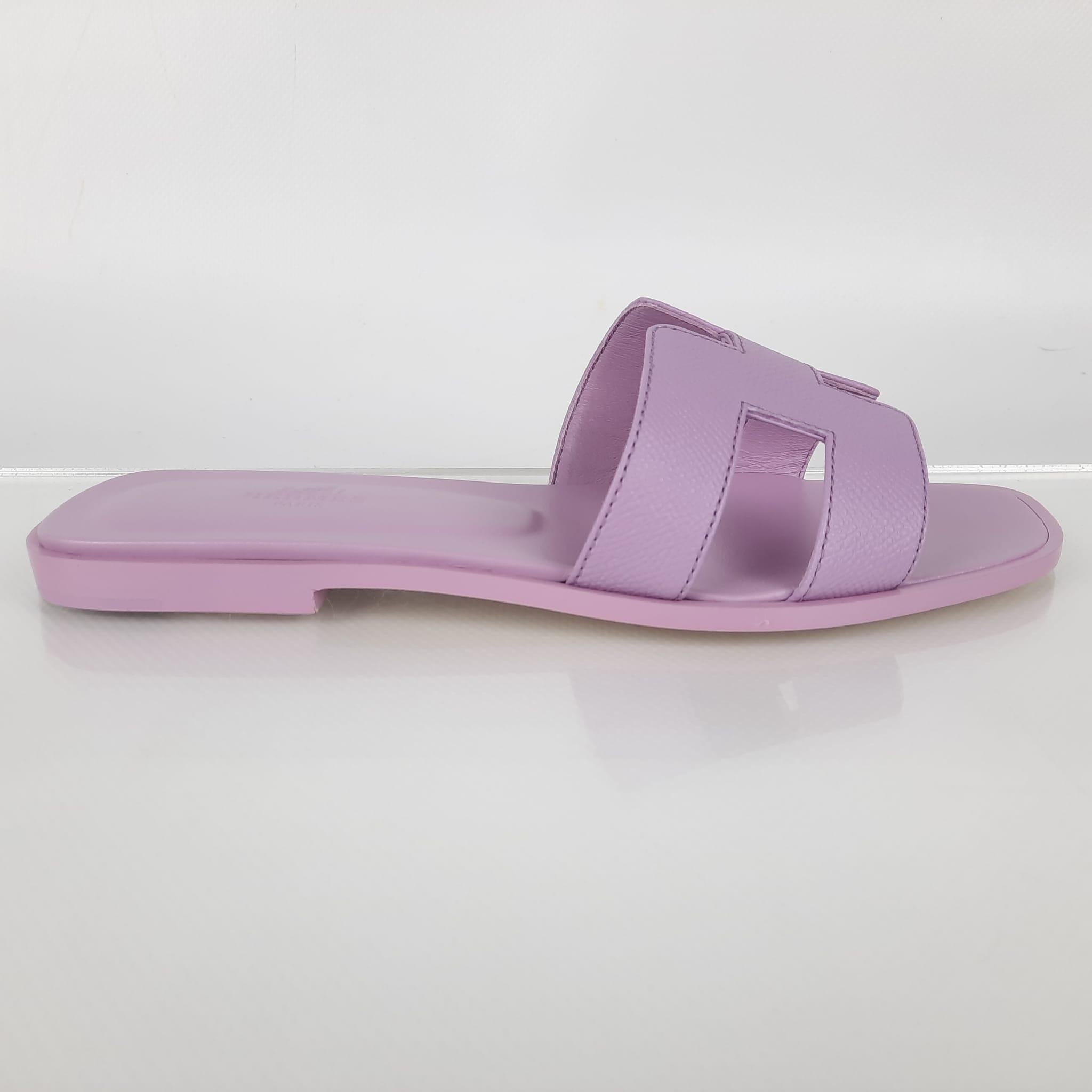 Hermes Violet Améthyste Oran sandal Size 37 In New Condition In Nicosia, CY