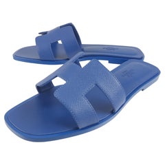 Hermes Oran sandals Cornflower Blue Size 37 EU