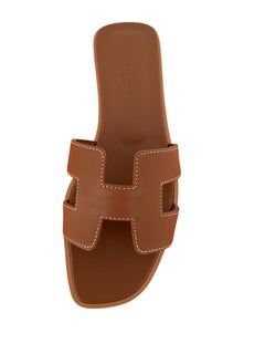 HERMES Oran Sandals Gold Box Leather 37