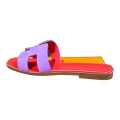 Hermes Oran Sandals Violet Parme Purple Suede 37.5 New