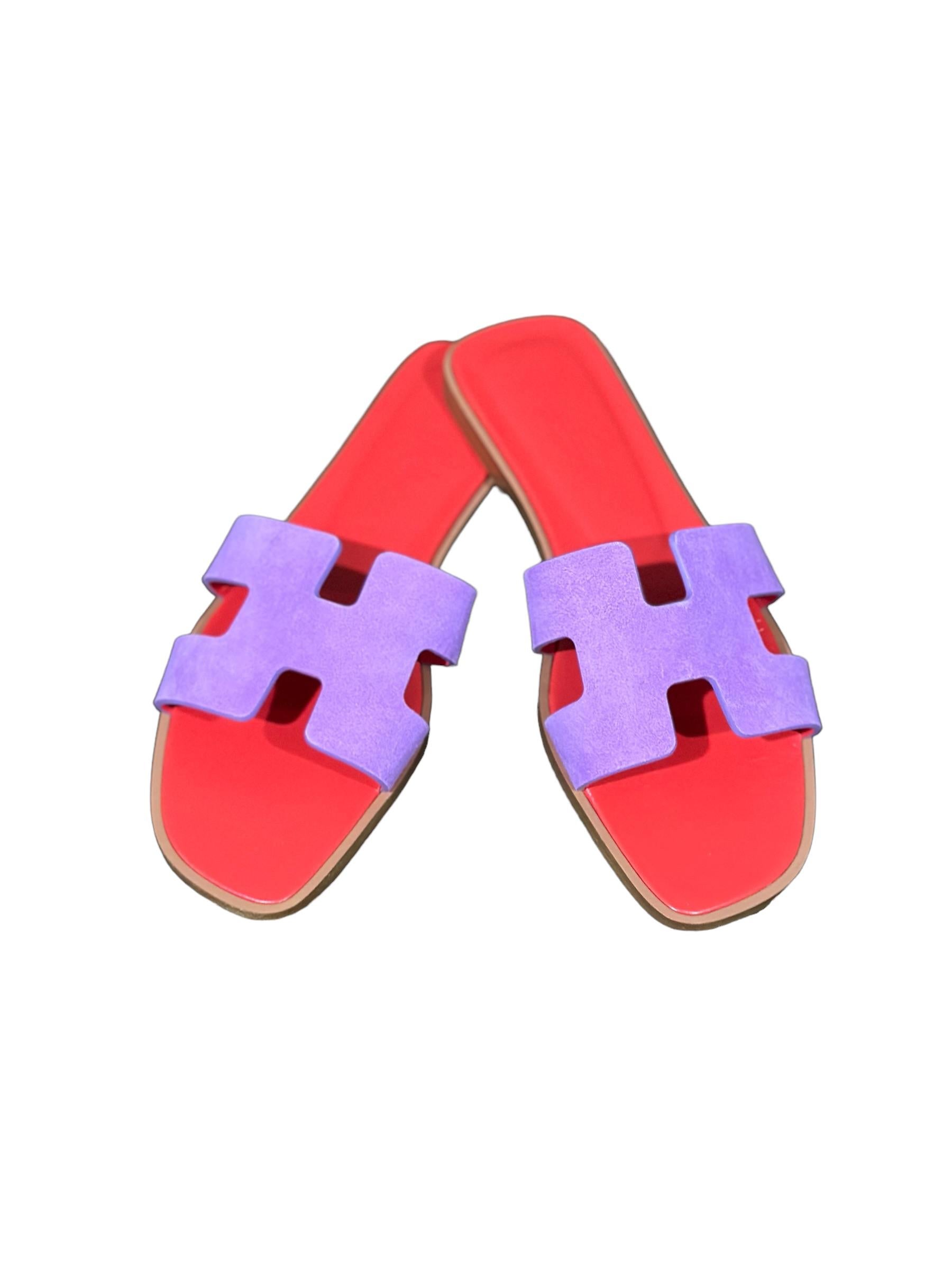 purple hermes oran sandals