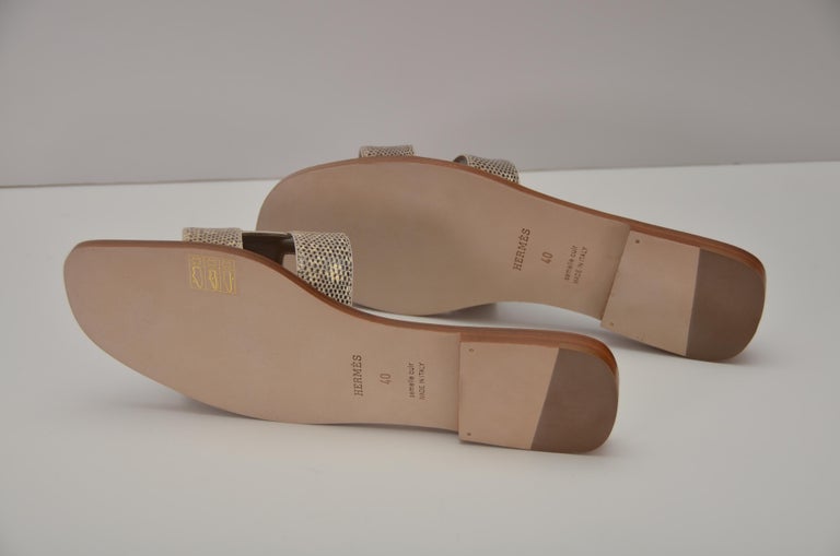 Oran lizard sandals Hermès Ecru size 41 EU in Lizard - 25119906
