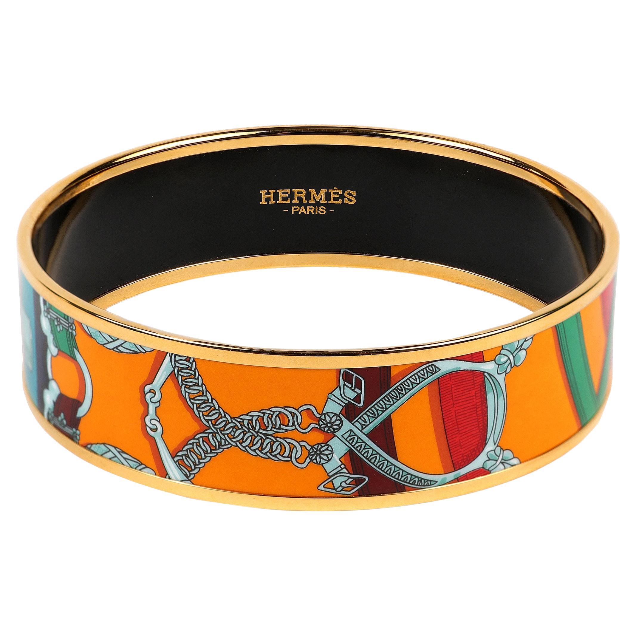 Hermès Orange and Blue Enamel Bracelet