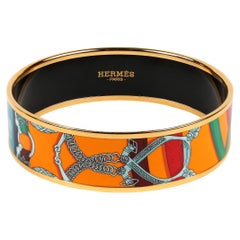 Hermès Orange and Blue Enamel Bracelet