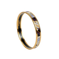 Hermès Orange and Purple Enamel Narrow Bangle Bracelet size 65