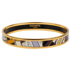 Hermès Orange and Purple Enamel Narrow Bangle Bracelet size 65