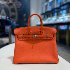 Hermès Orange Birkin 25 Togo Leather Palladium Hardware