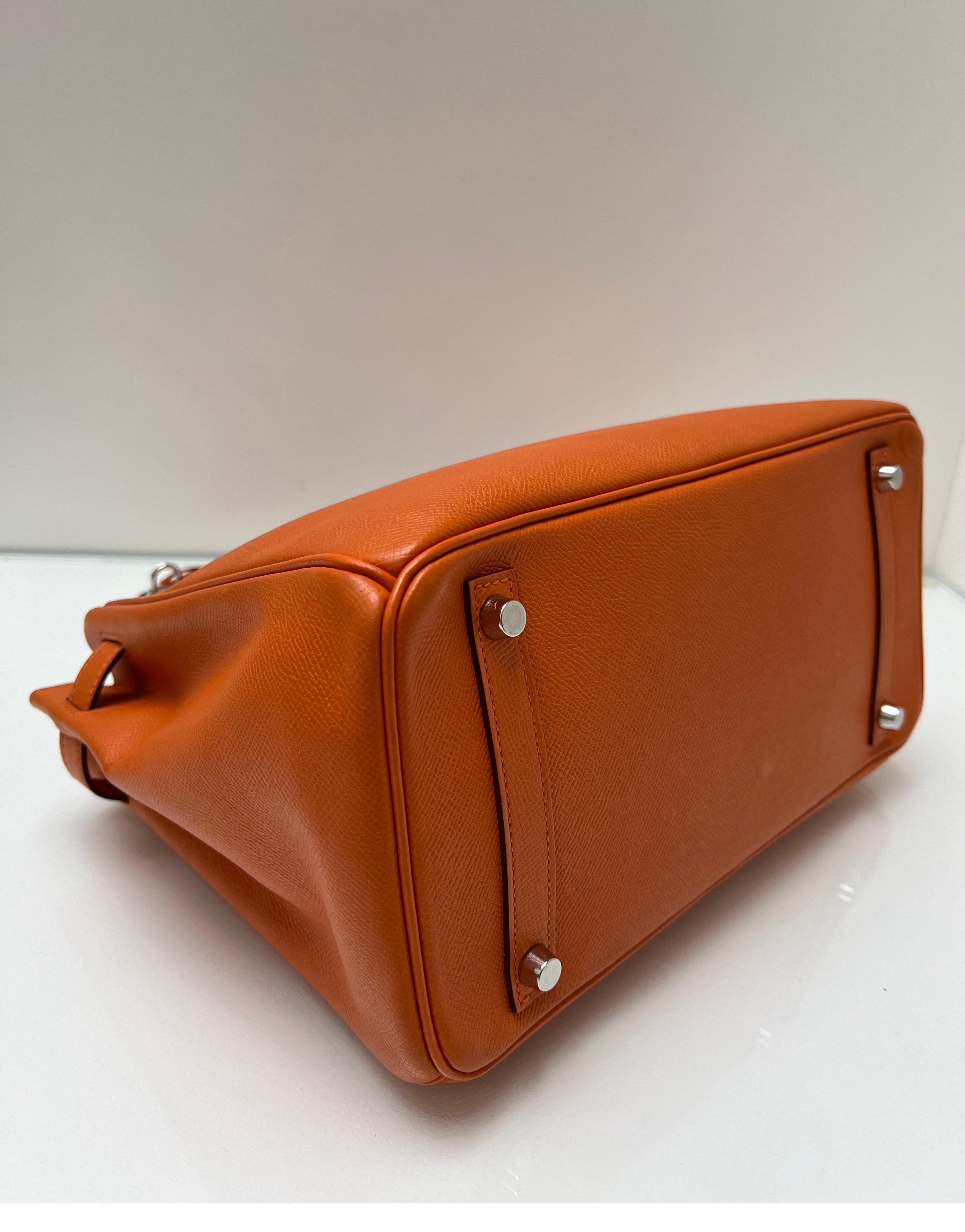 Hermes Orange Birkin 30 Bag 6