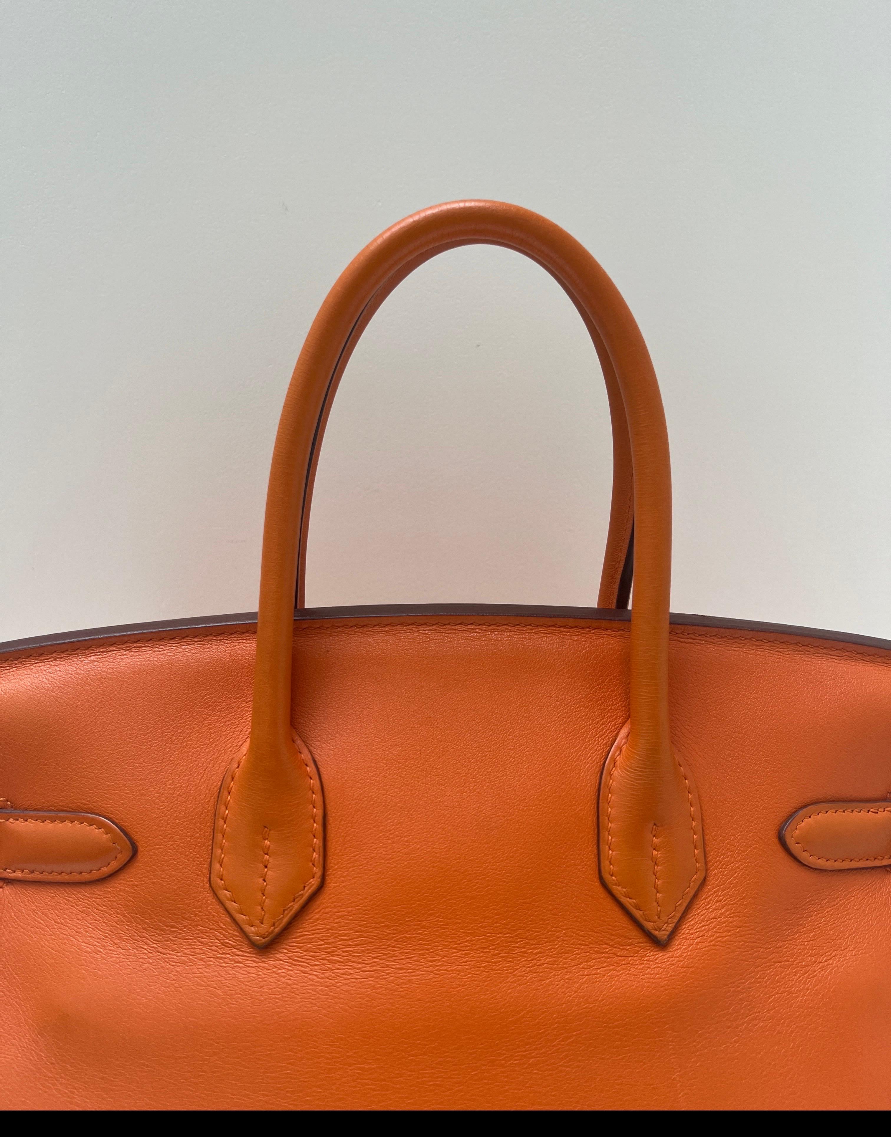 Borsa Birkin 30 arancione di Hermes in vendita 5