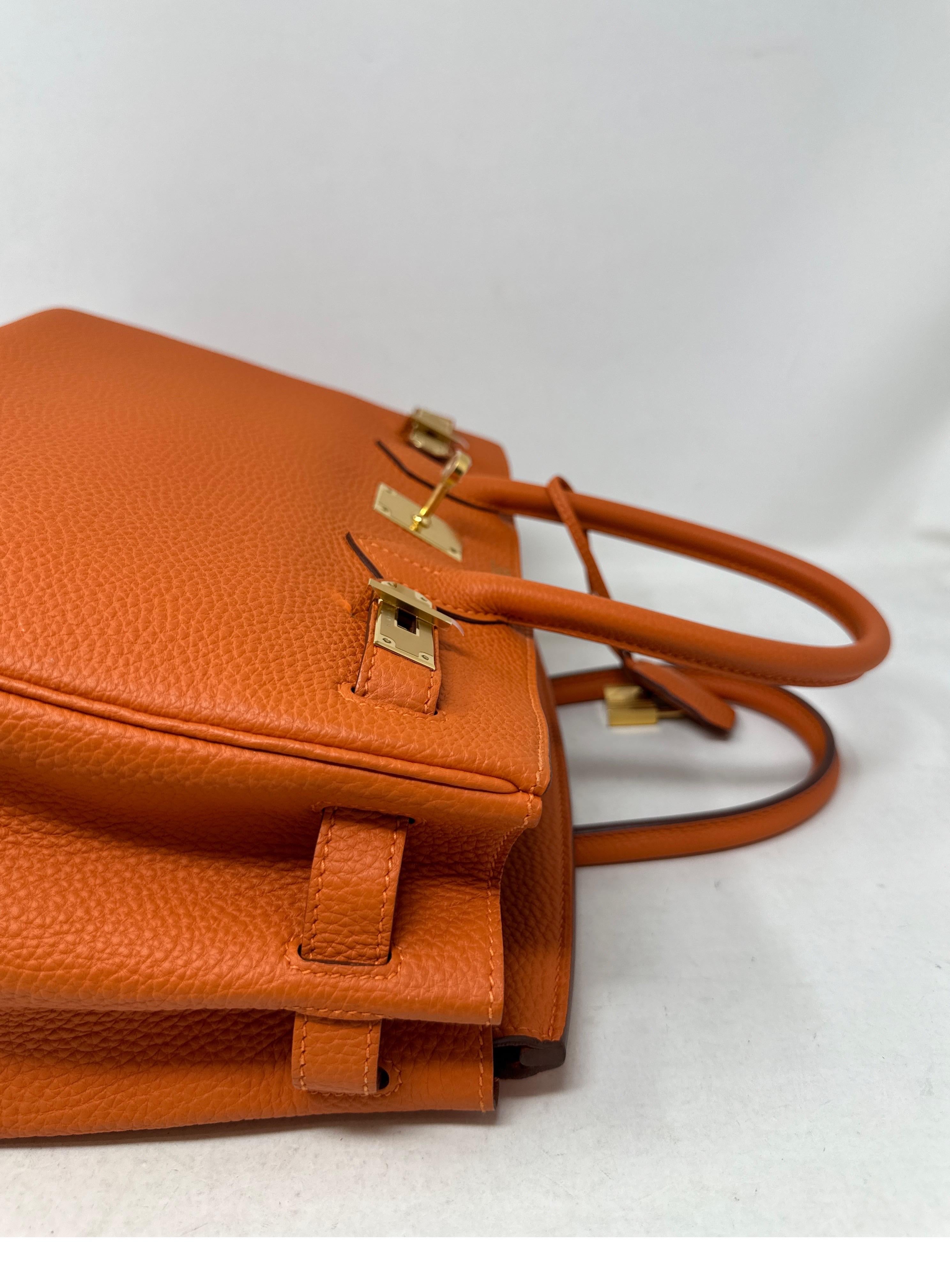 Hermes Orange Birkin 30 Bag  For Sale 7