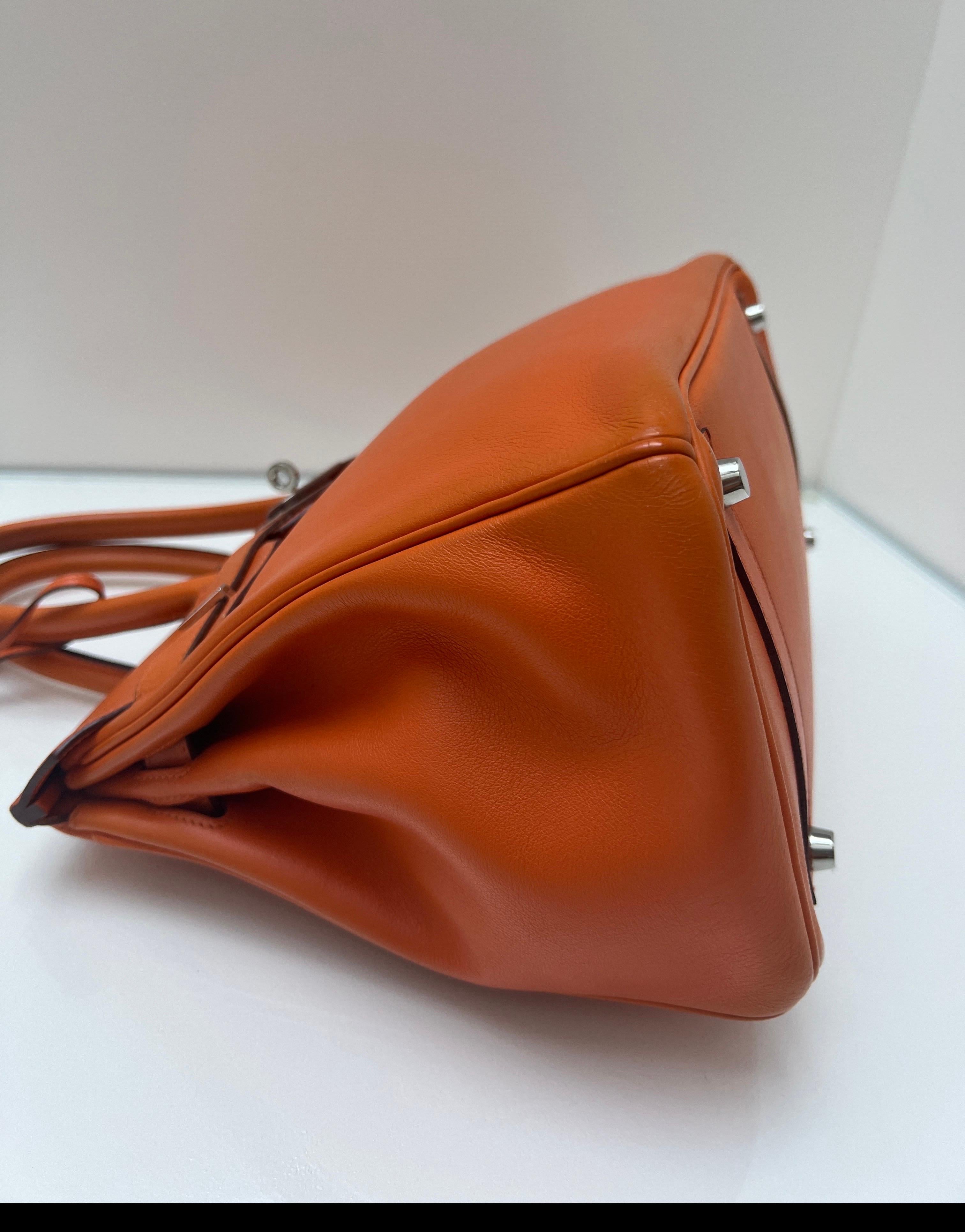 Borsa Birkin 30 arancione di Hermes in vendita 7