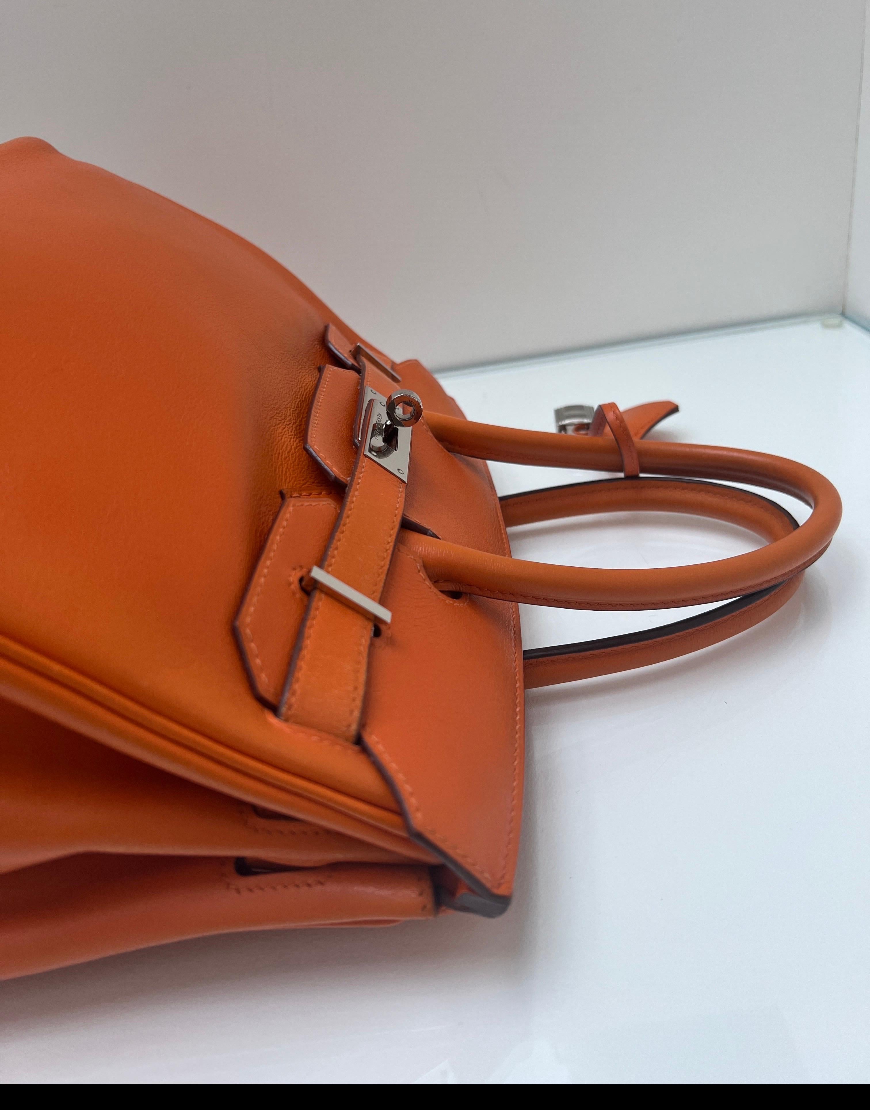 Borsa Birkin 30 arancione di Hermes in vendita 10