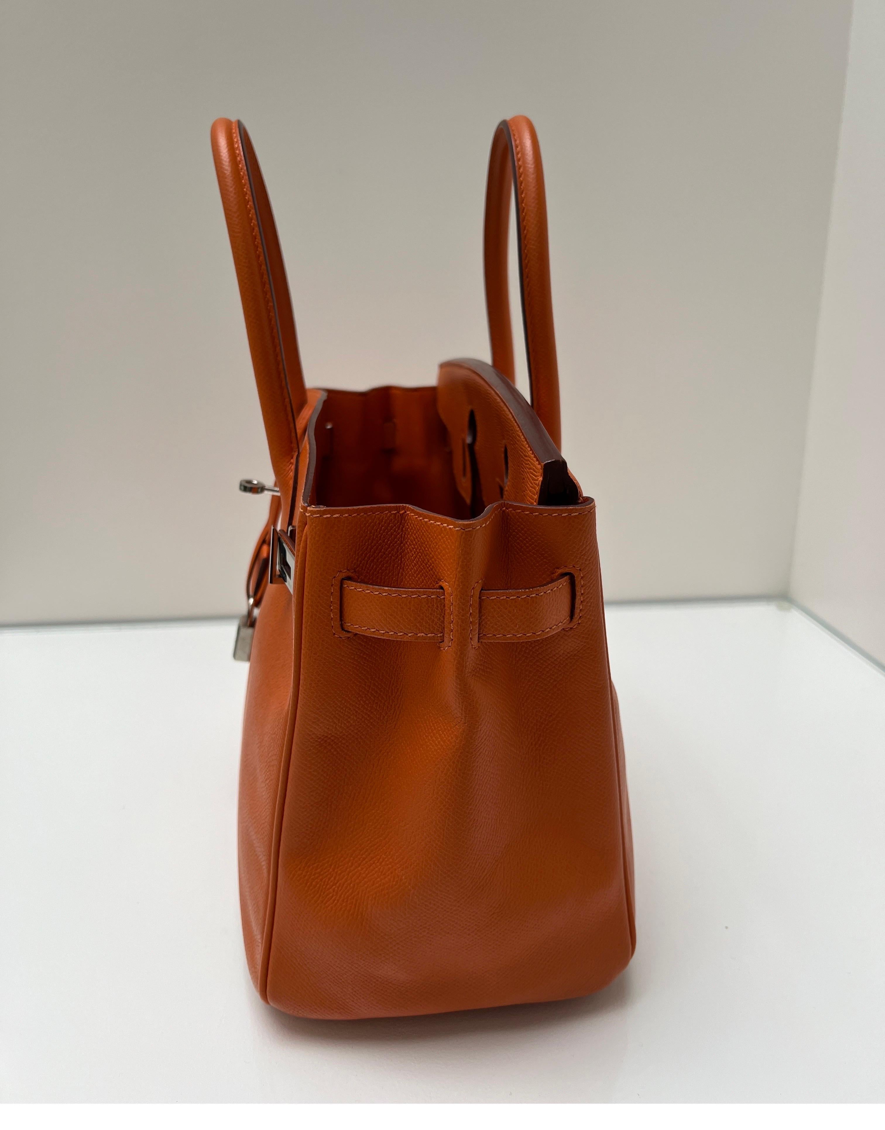 Hermes Orange Birkin 30 Bag 12