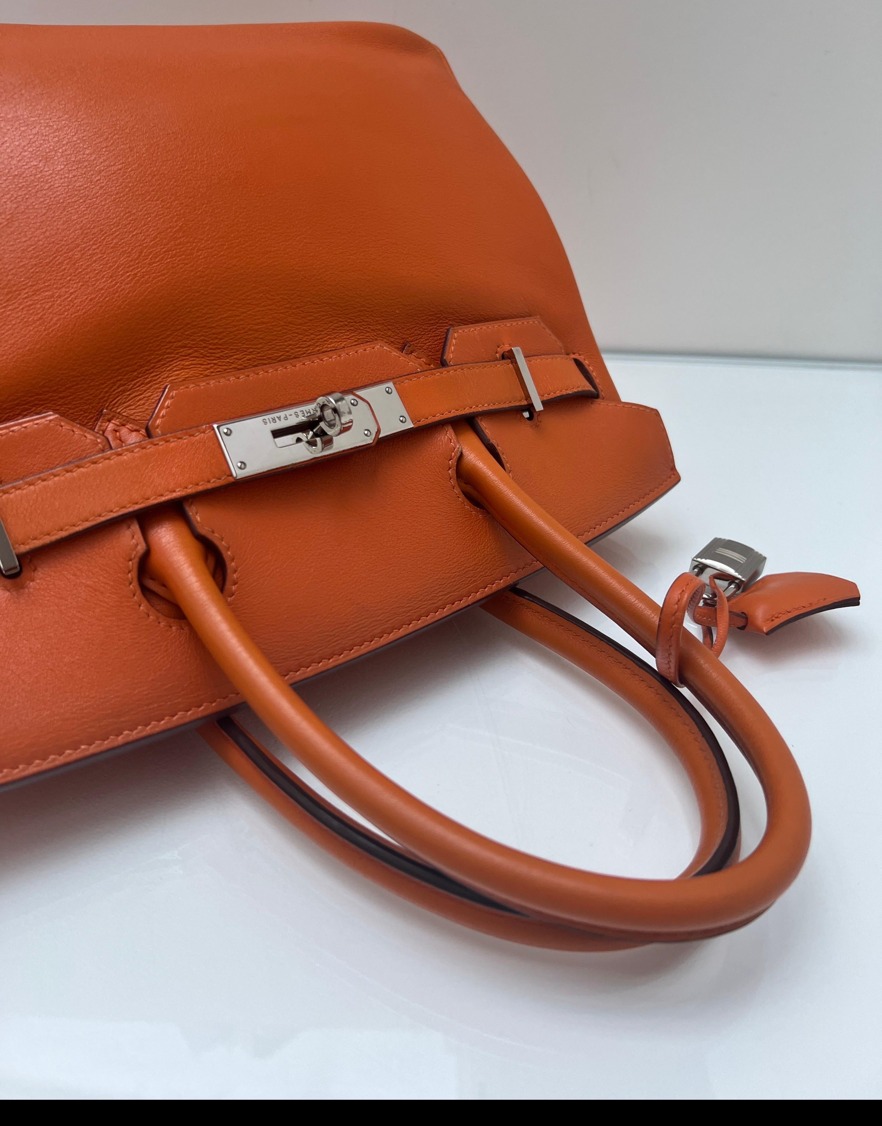 Borsa Birkin 30 arancione di Hermes in vendita 11