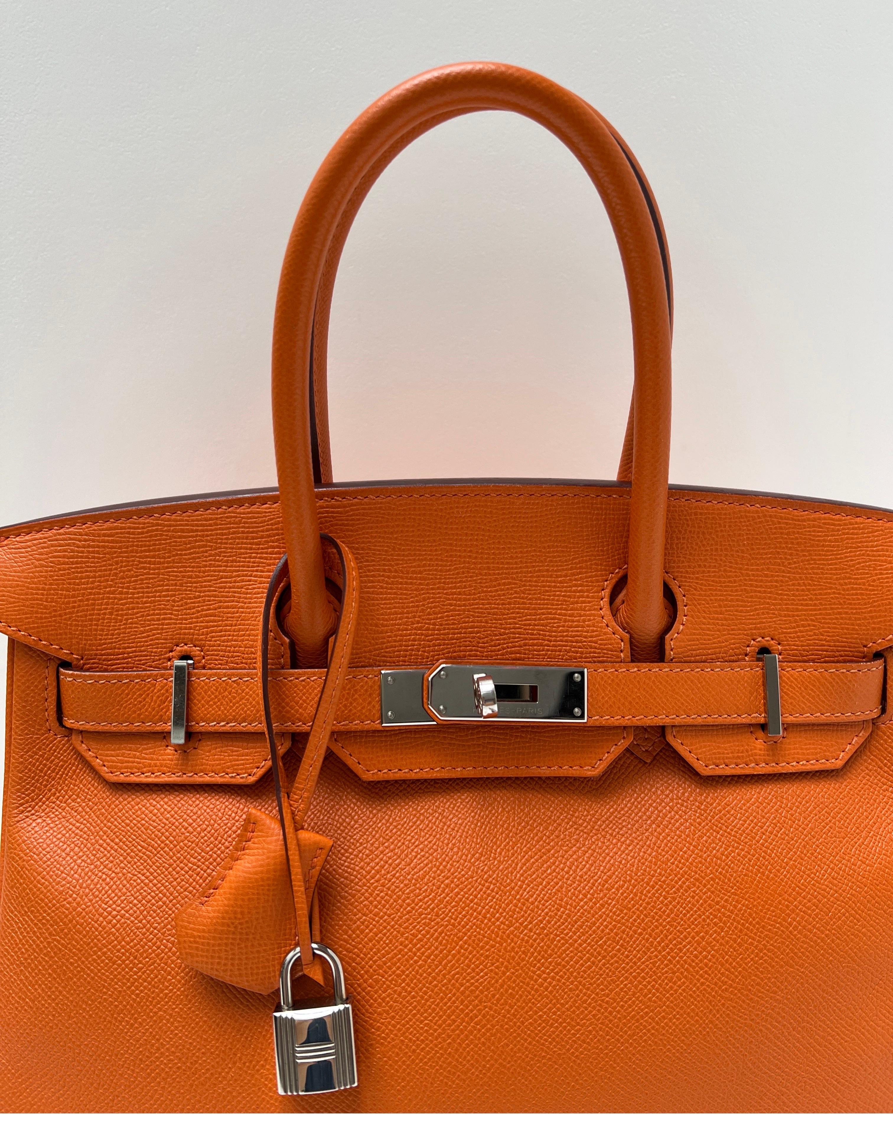 Hermes Orange Birkin 30 Bag 13