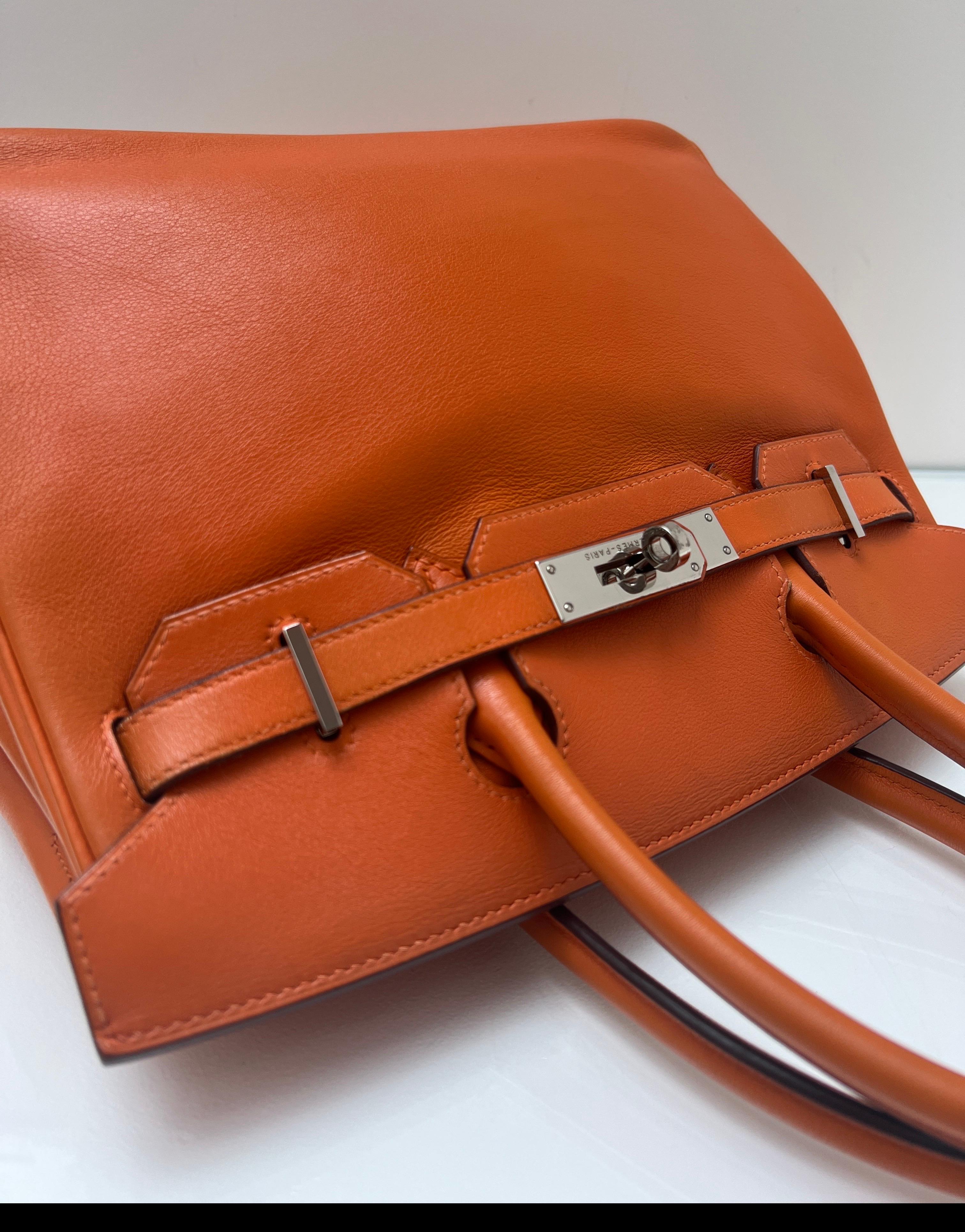 Borsa Birkin 30 arancione di Hermes in vendita 12