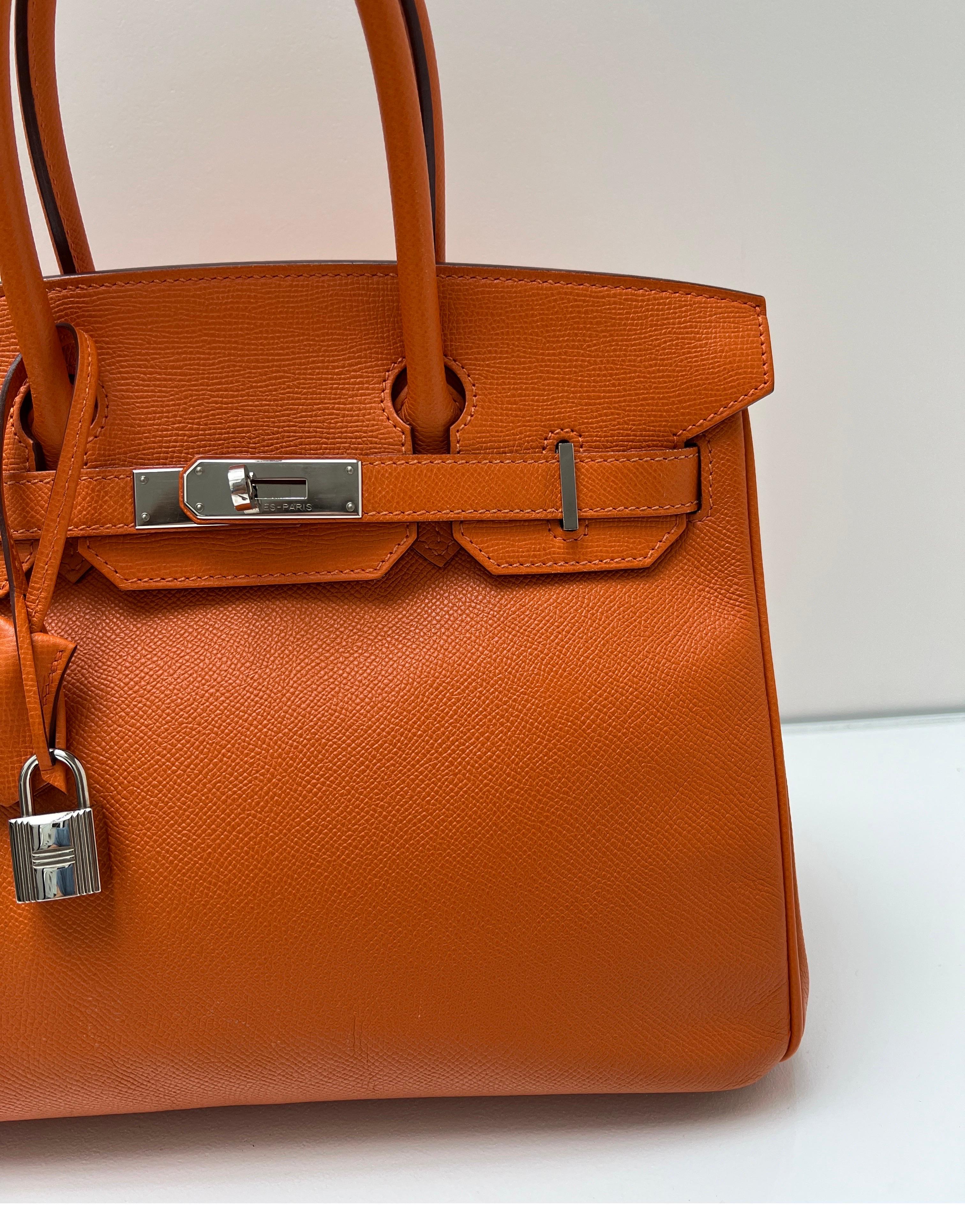 Hermes Orange Birkin 30 Bag 14