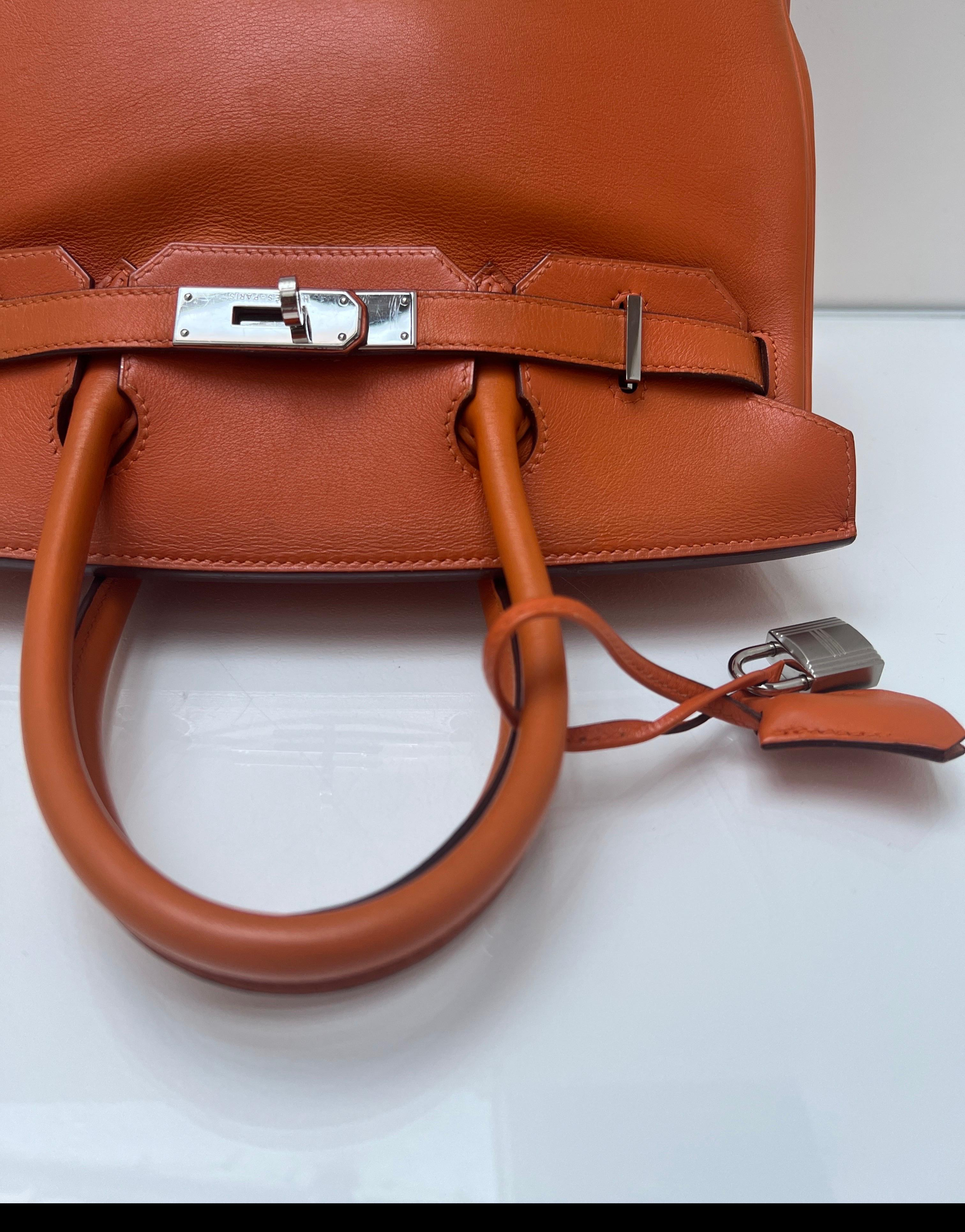 Borsa Birkin 30 arancione di Hermes in vendita 13