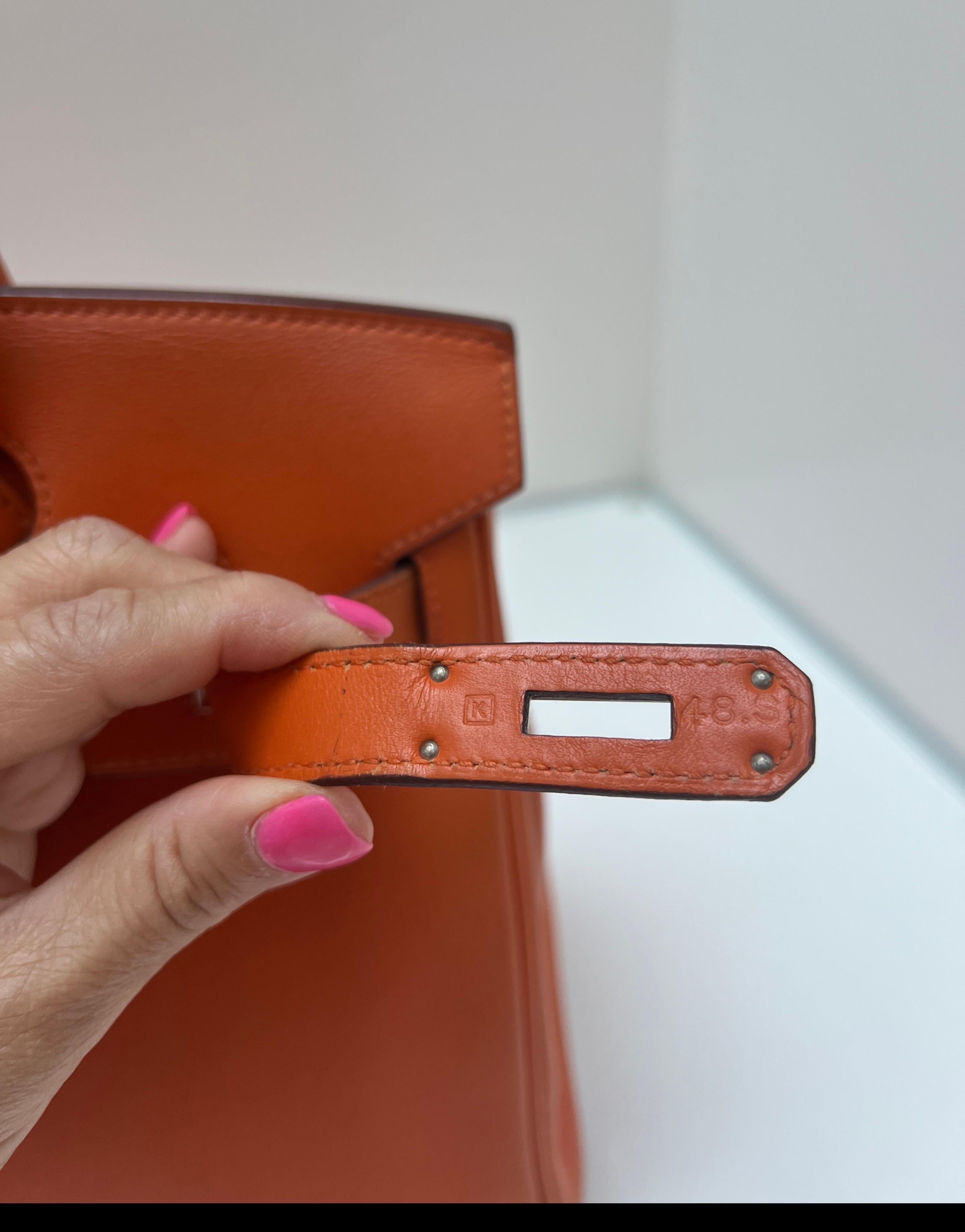 Borsa Birkin 30 arancione di Hermes in vendita 14