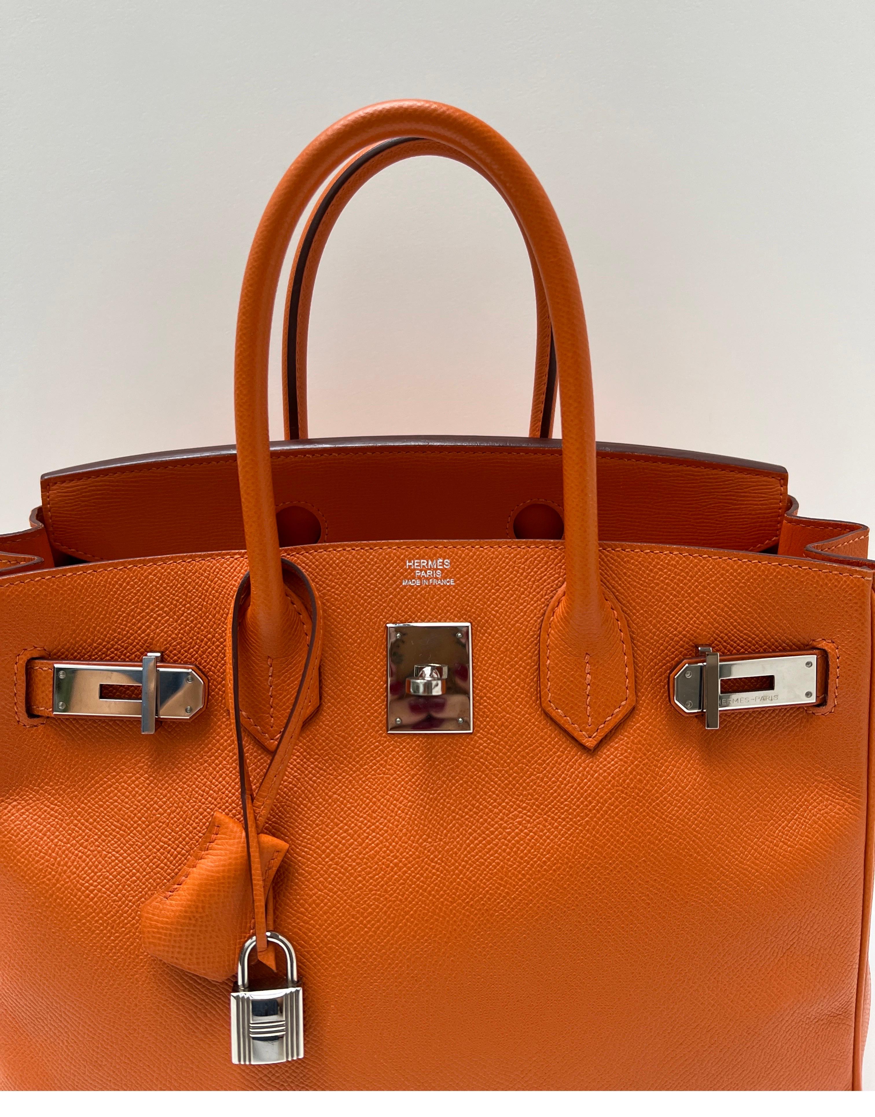 Hermes Orange Birkin 30 Bag In Excellent Condition In Athens, GA