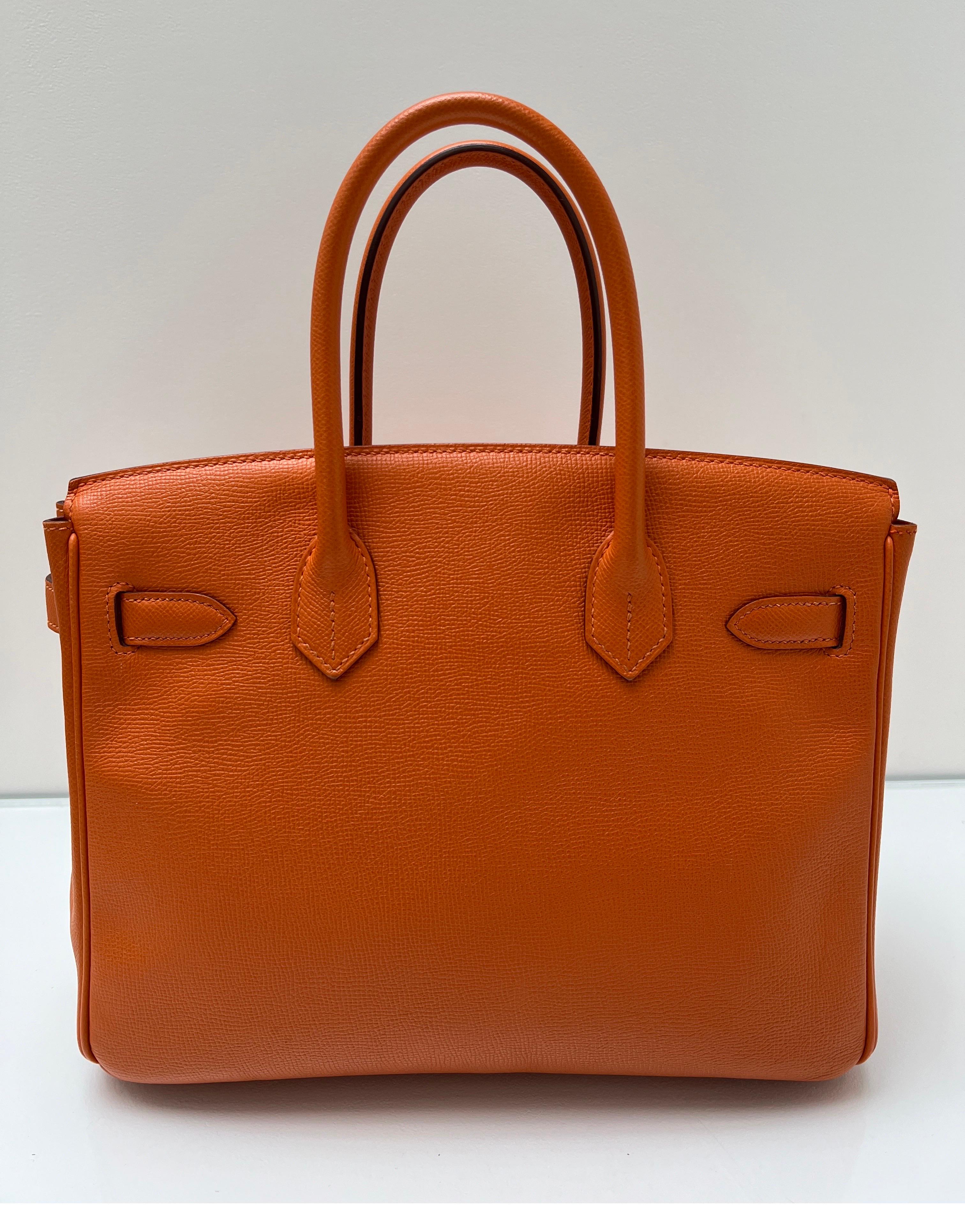 Hermes Orange Birkin 30 Bag 1