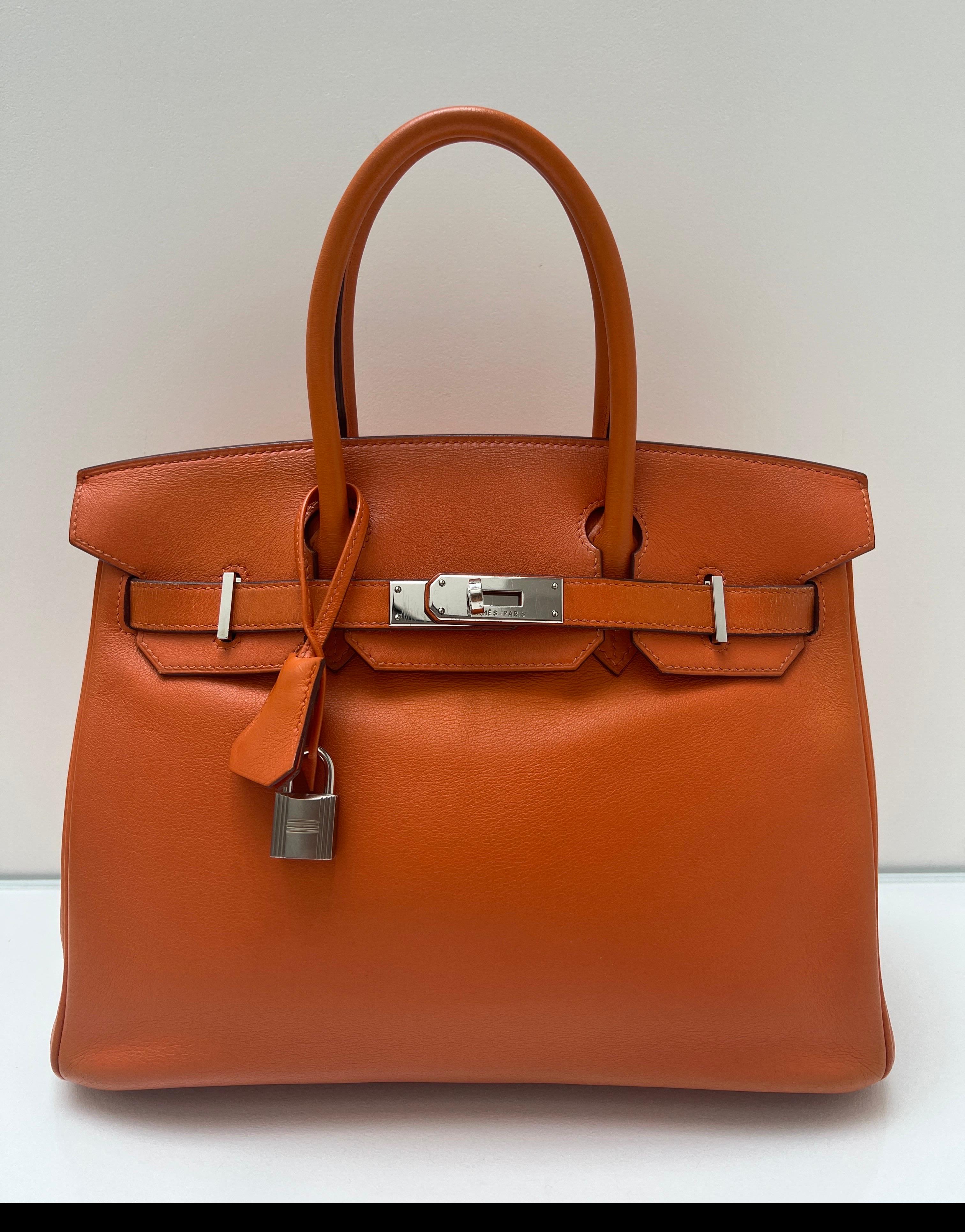 Borsa Birkin 30 arancione di Hermes in vendita 1