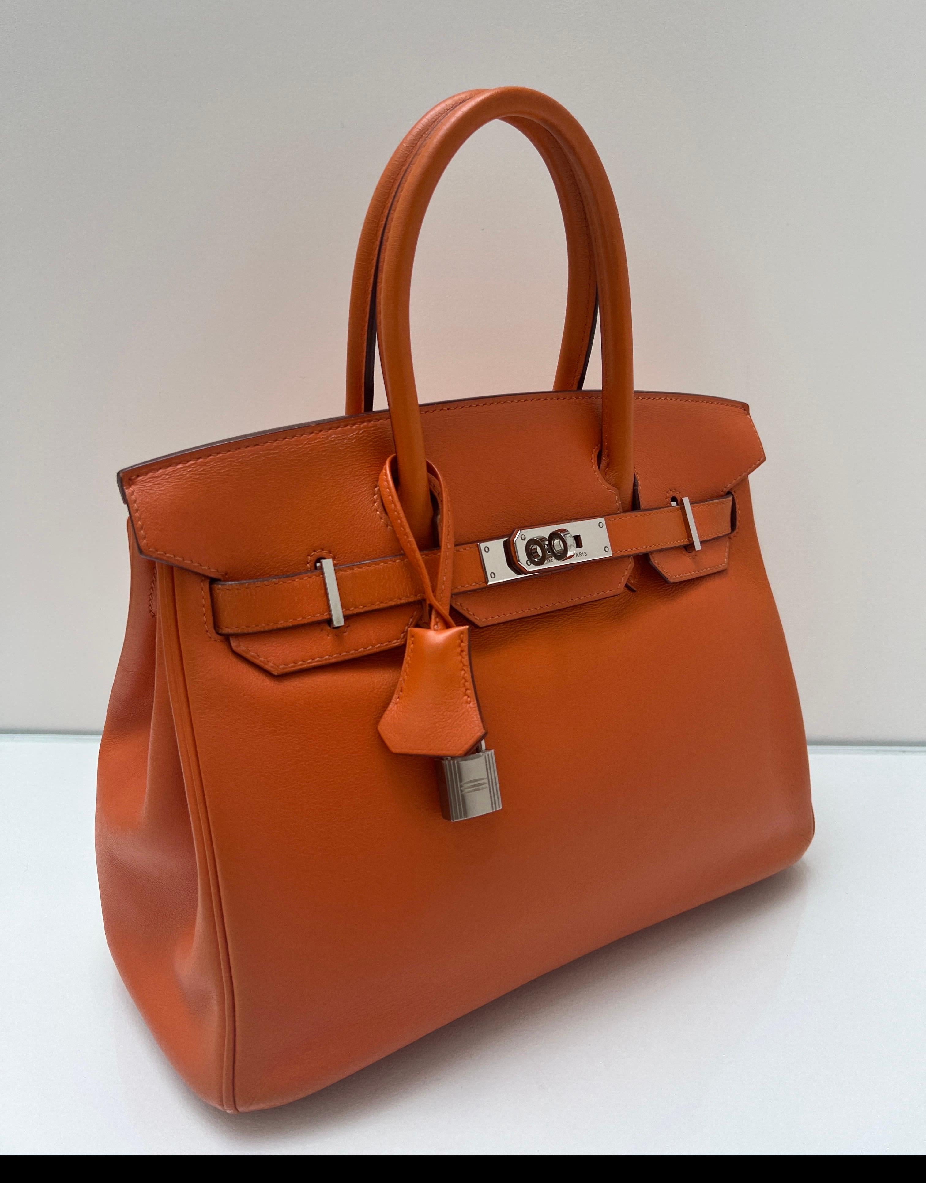 Borsa Birkin 30 arancione di Hermes in vendita 2