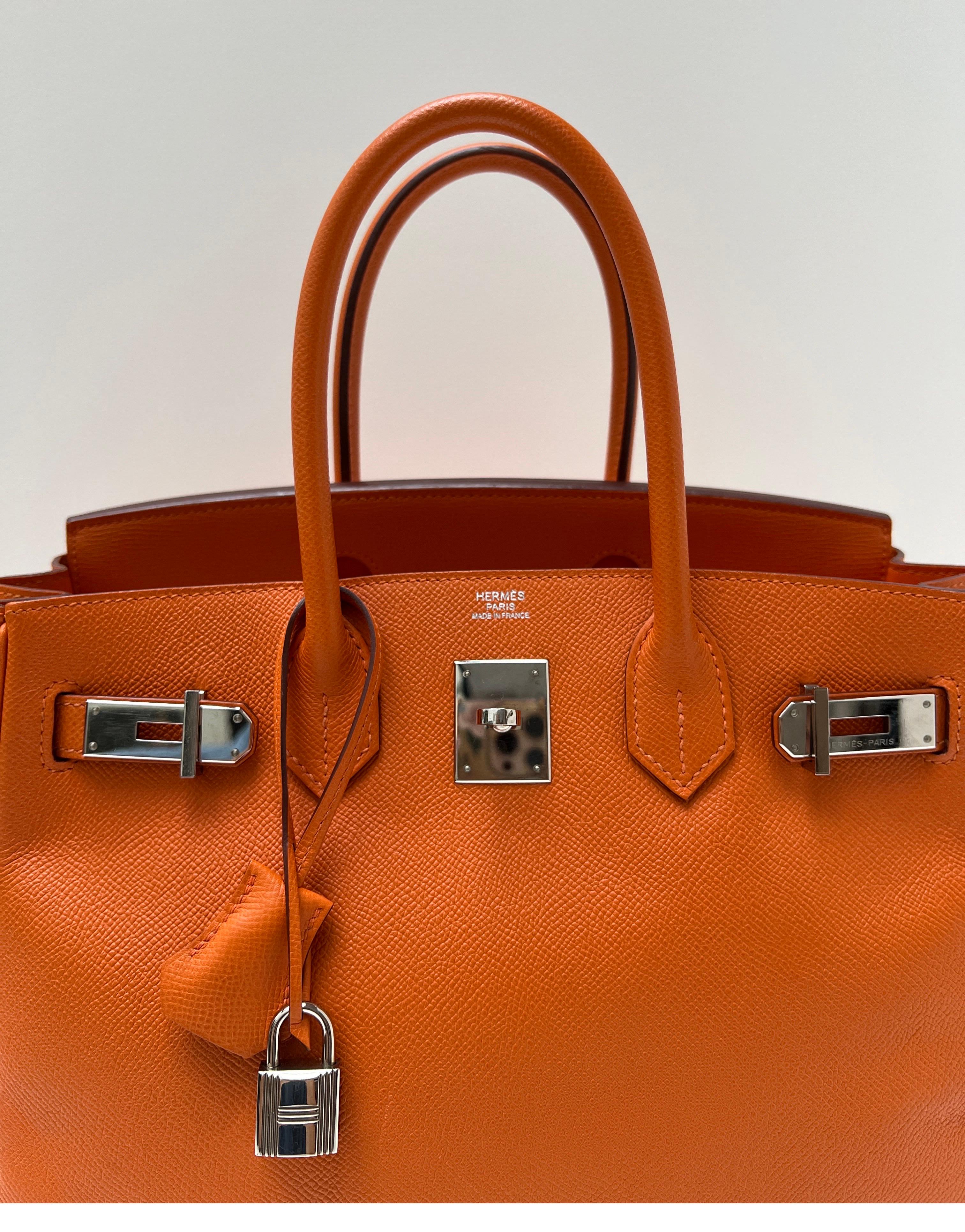 Hermes Orange Birkin 30 Bag 4