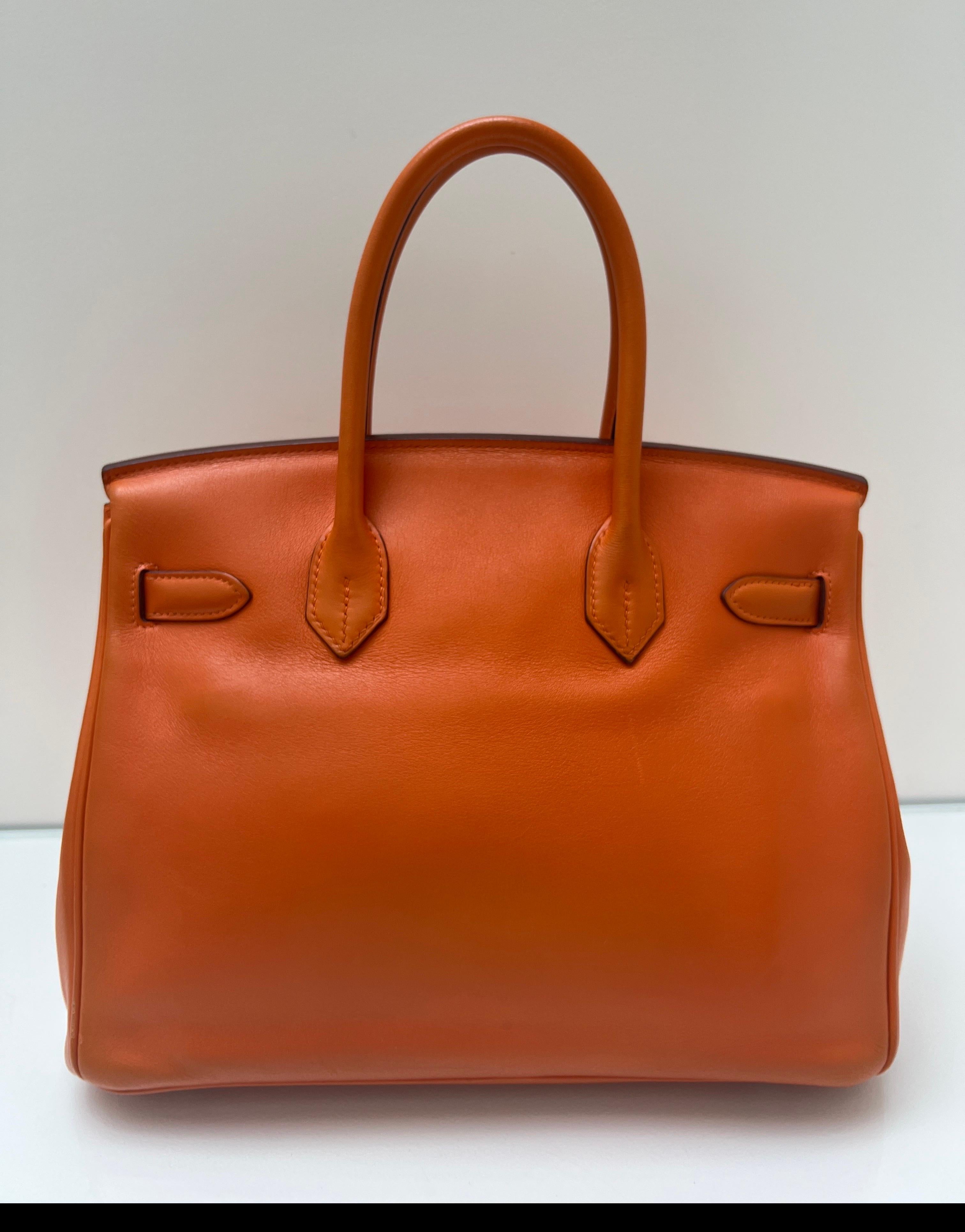 Borsa Birkin 30 arancione di Hermes in vendita 4